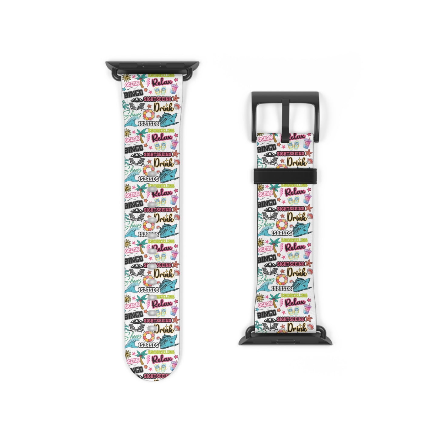 Vacation Icons Tropical Watch Band – Summer Cruise Vibes, Fun Apple Watch Strap for Ocean Lovers