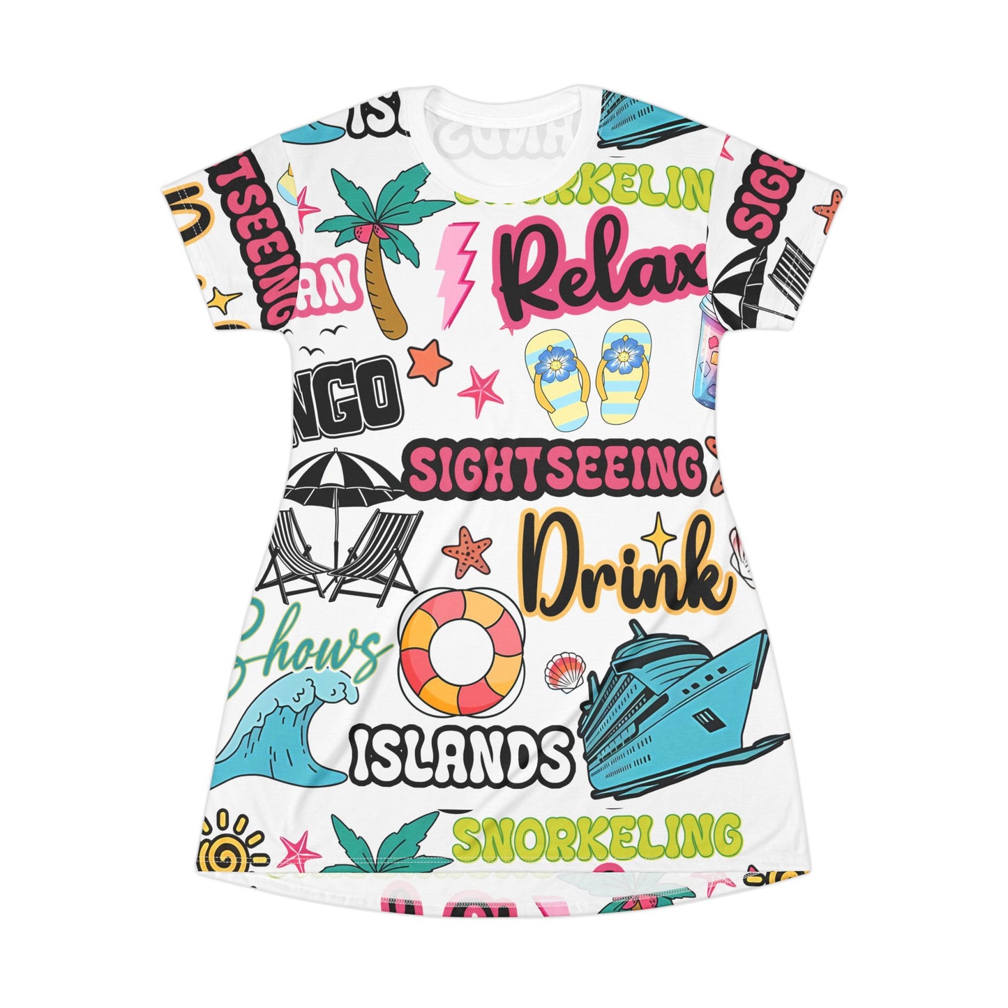 Tropical Vacation T-Shirt Dress