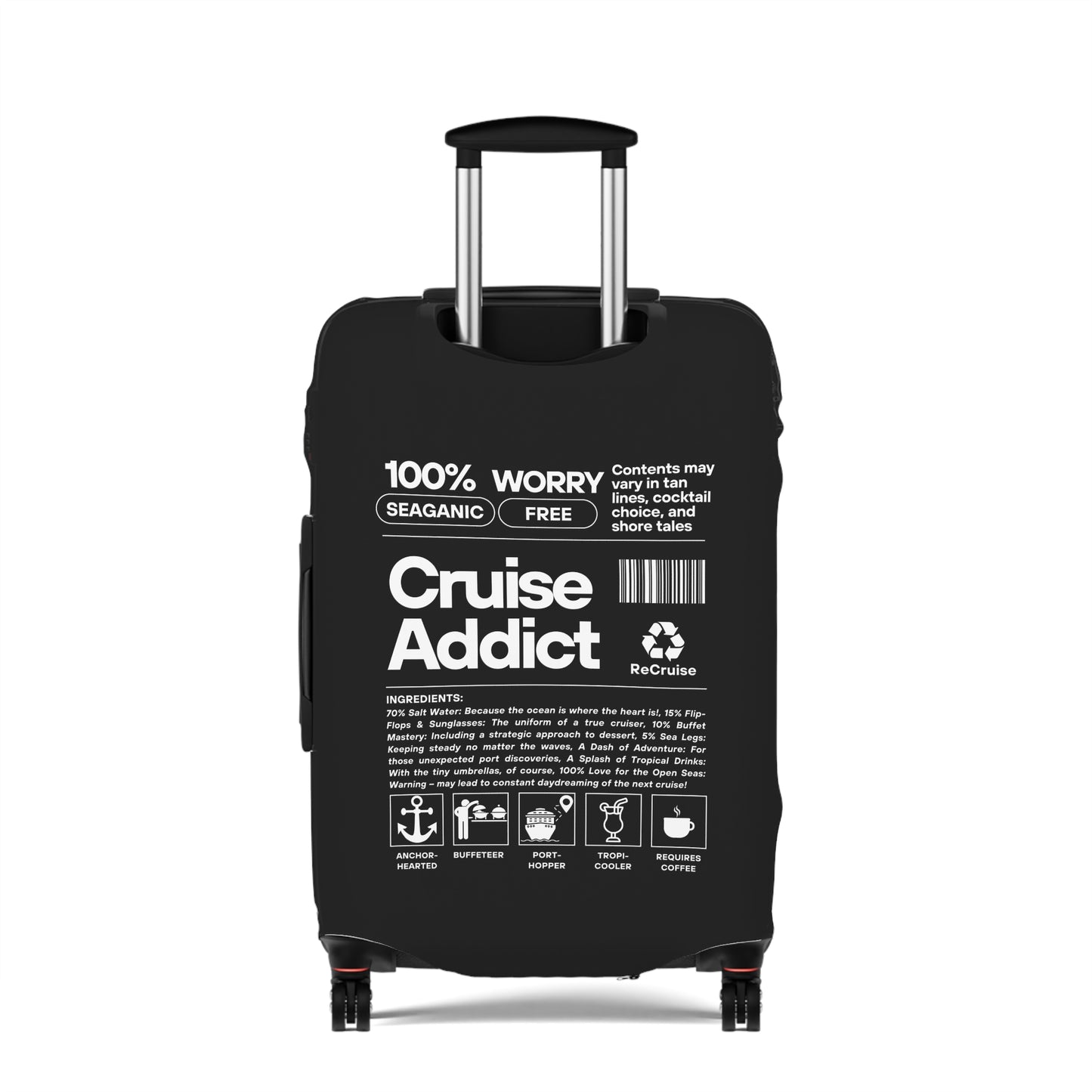 Cruise Addict Luggage Cover - Multiple Sizes, Easy Handle Access, Durable Zipper