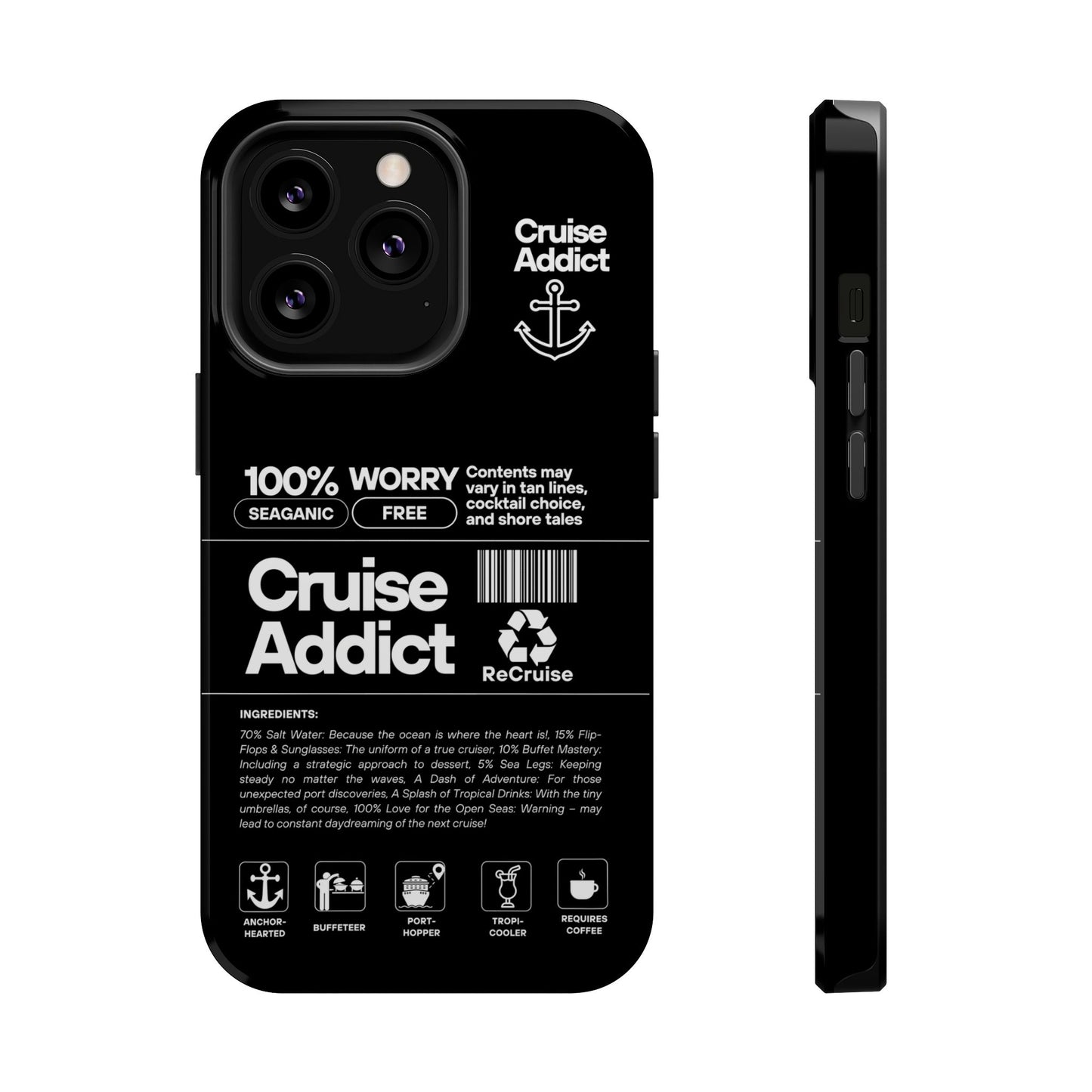 Cruise Addict Magnetic MagSafe® Tough Phone Case – Black Cover for Travelers & Cruise Lovers