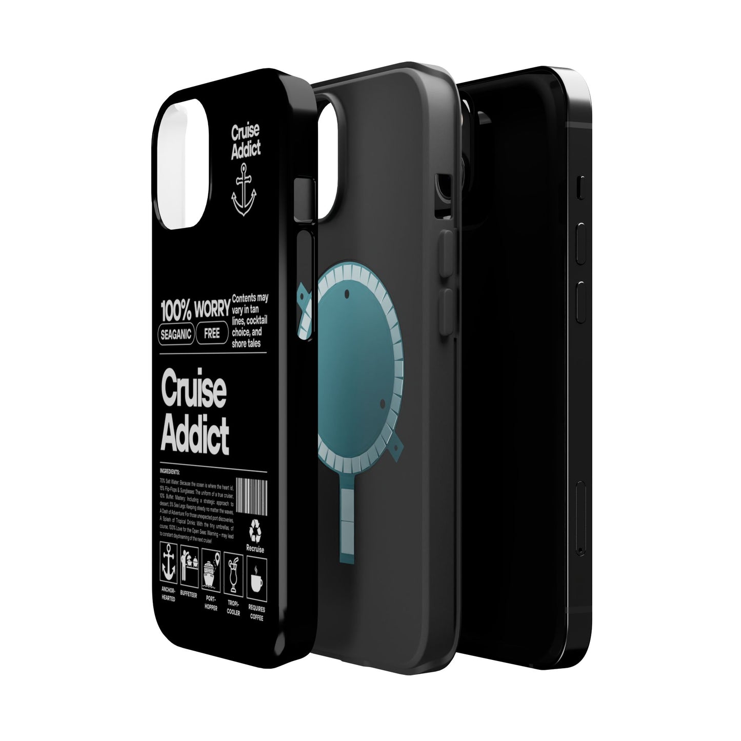 Cruise Addict Magnetic MagSafe® Tough Phone Case – Black Cover for Travelers & Cruise Lovers