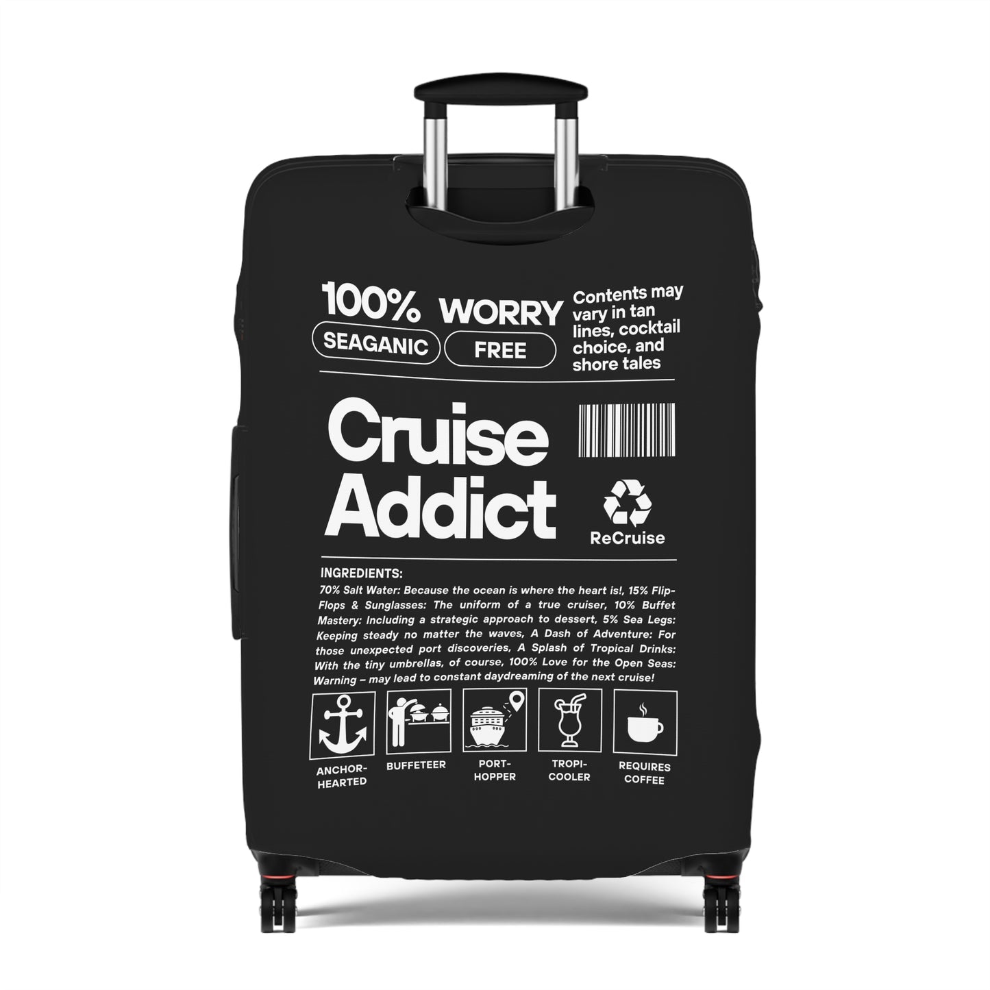 Cruise Addict Luggage Cover - Multiple Sizes, Easy Handle Access, Durable Zipper