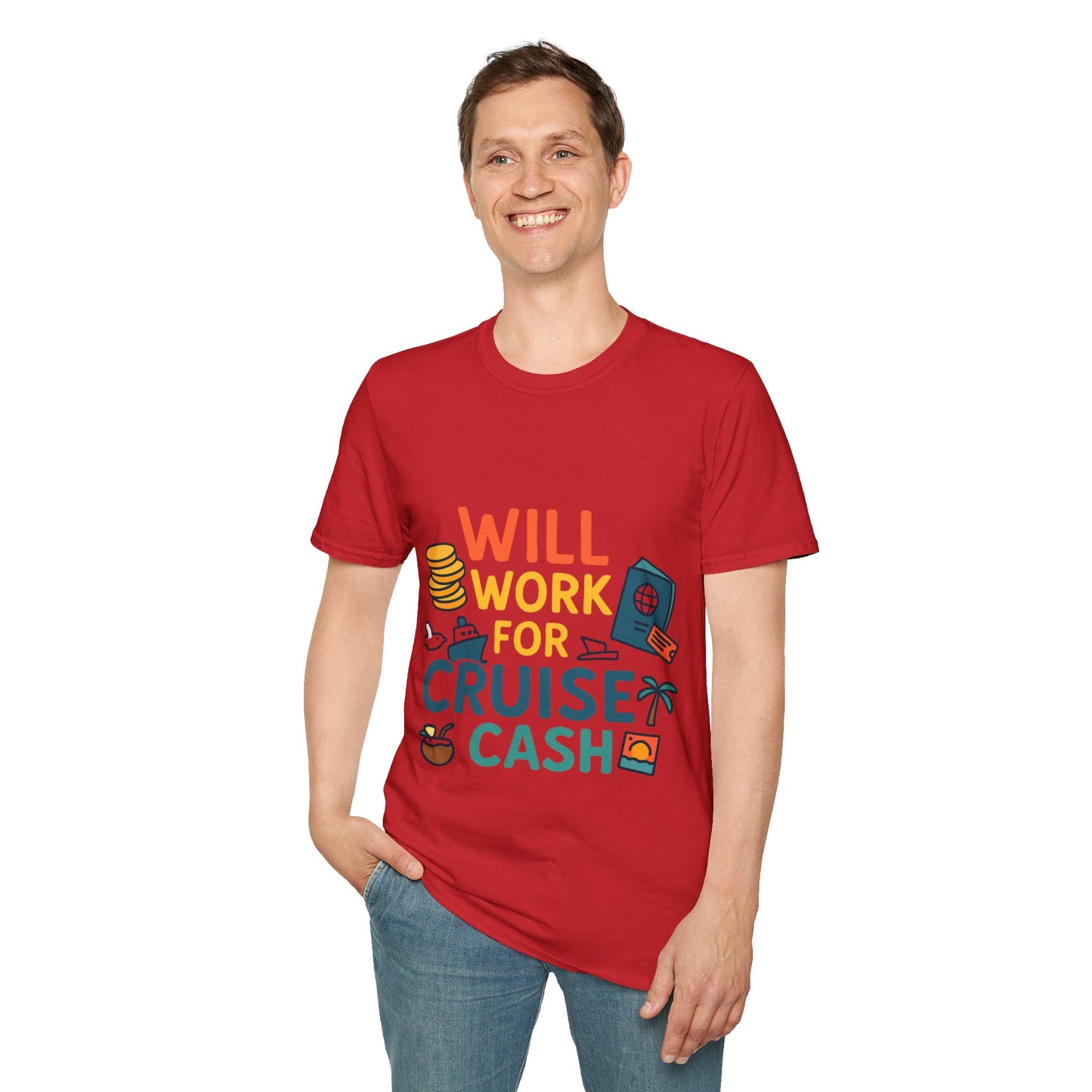 Will Work for Cruise Cash T-Shirt | Funny Cruise Shirt for Vacation Lovers