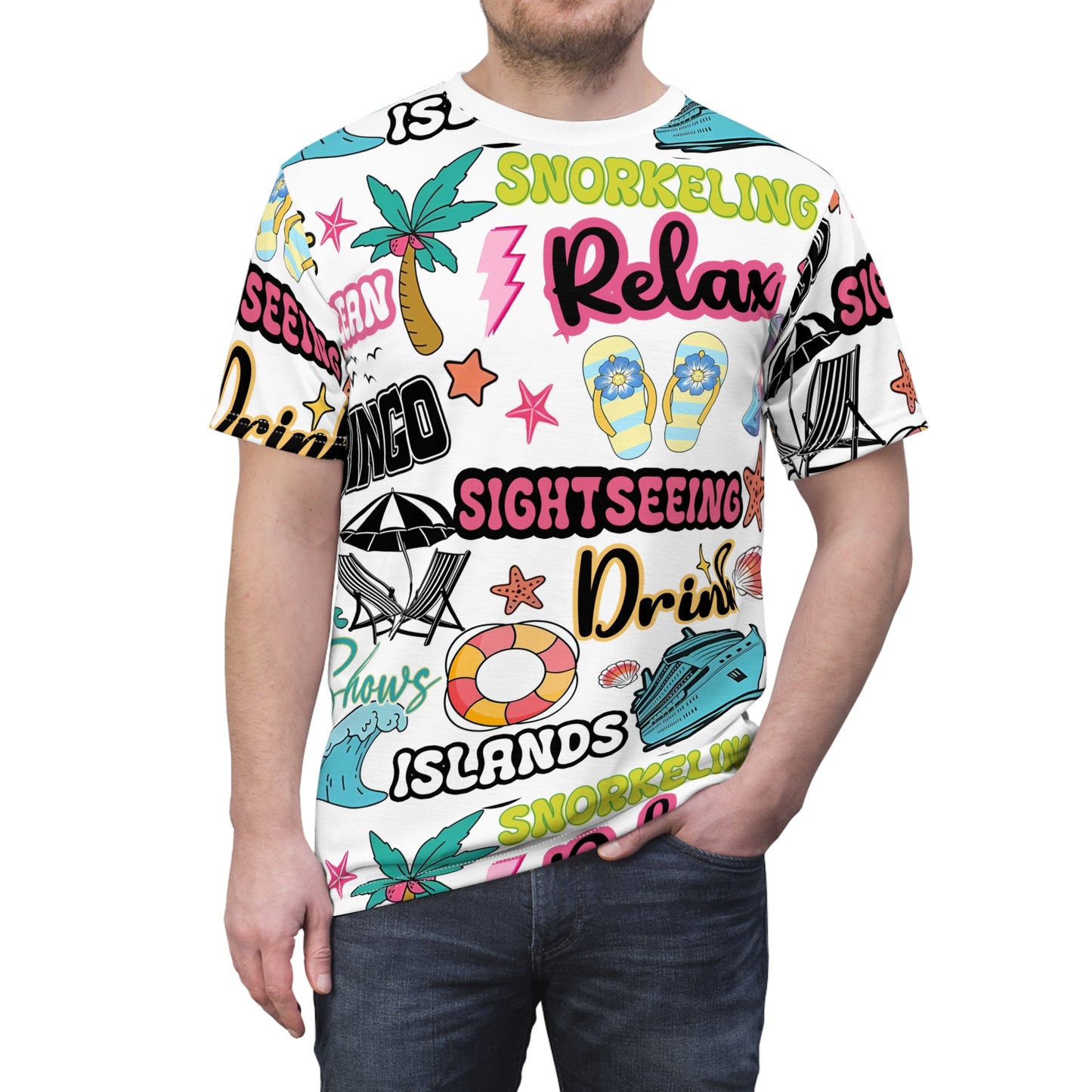 Tropical Vacation Unisex Cut & Sew Tee