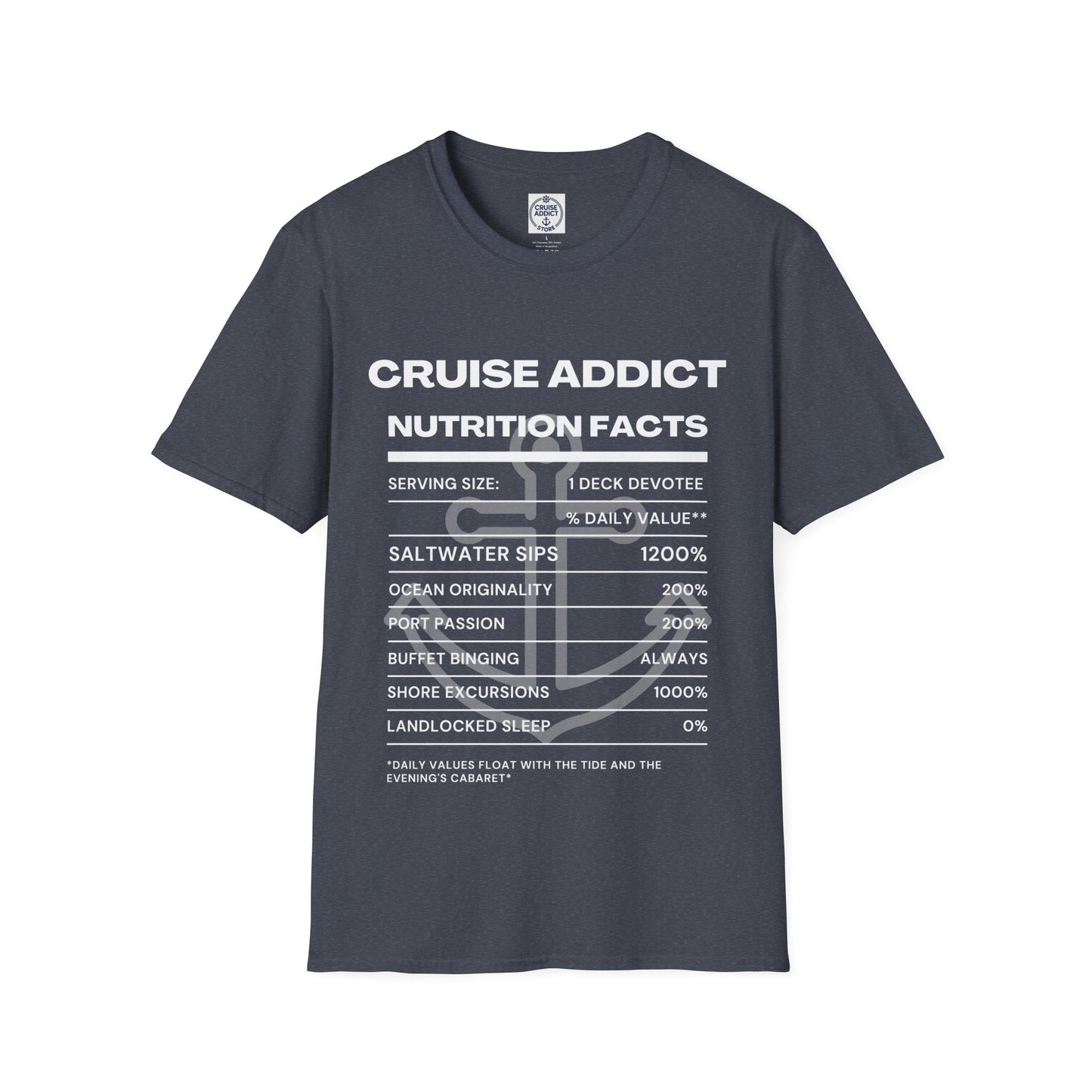 Cruise Addict Nutrition Label T-Shirt Unisex Softstyle Shirt