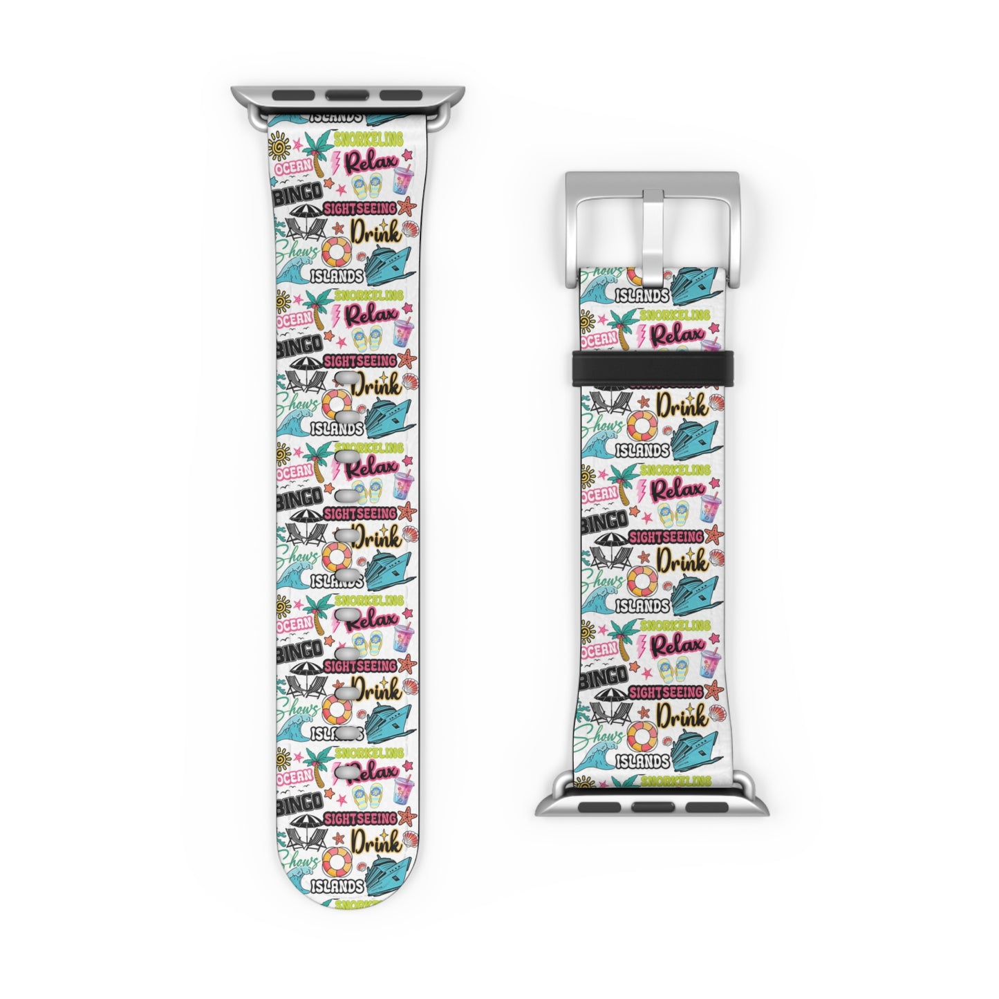 Vacation Icons Tropical Watch Band – Summer Cruise Vibes, Fun Apple Watch Strap for Ocean Lovers