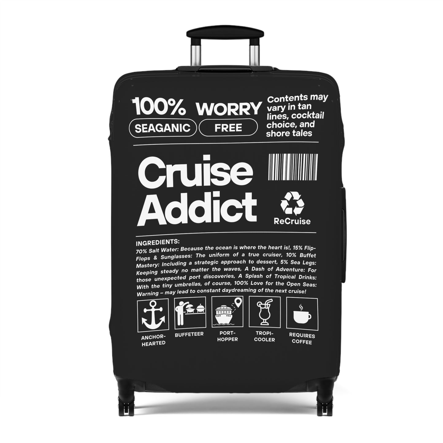 Cruise Addict Luggage Cover - Multiple Sizes, Easy Handle Access, Durable Zipper