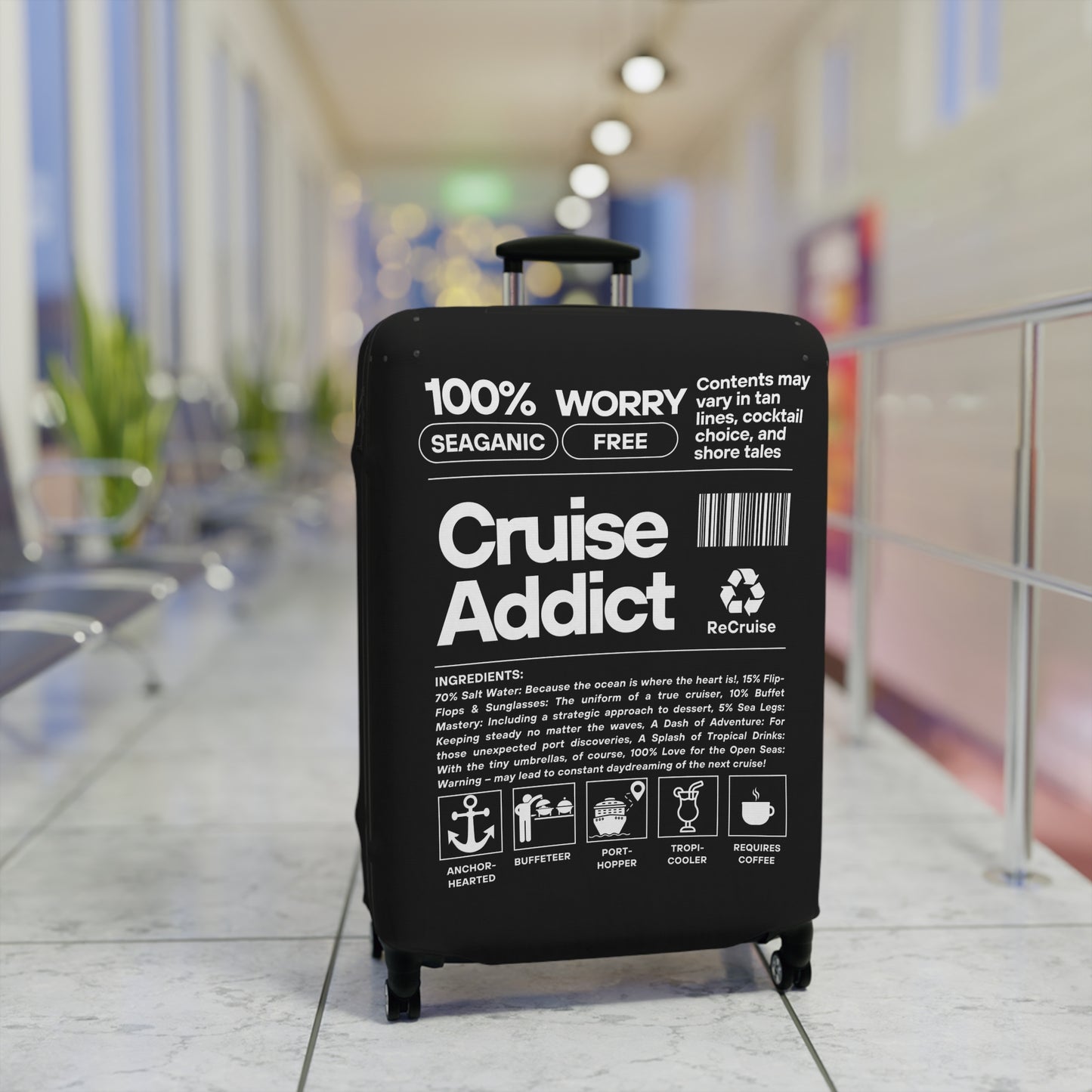 Cruise Addict Luggage Cover - Multiple Sizes, Easy Handle Access, Durable Zipper