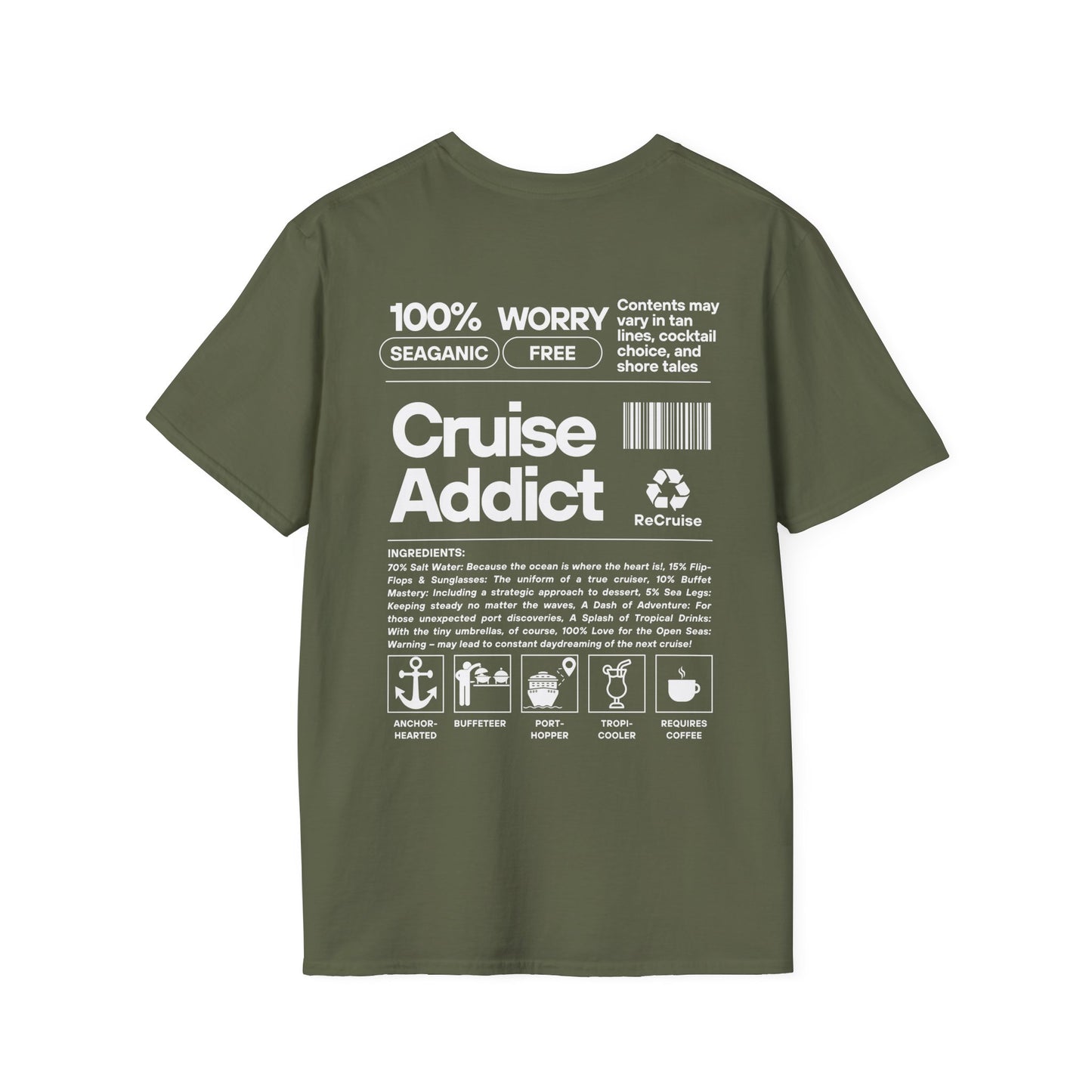 Cruise Addict Softstyle T-Shirt – 100% Ring-Spun Cotton, Lightweight Comfort, DTG Front & Back Print