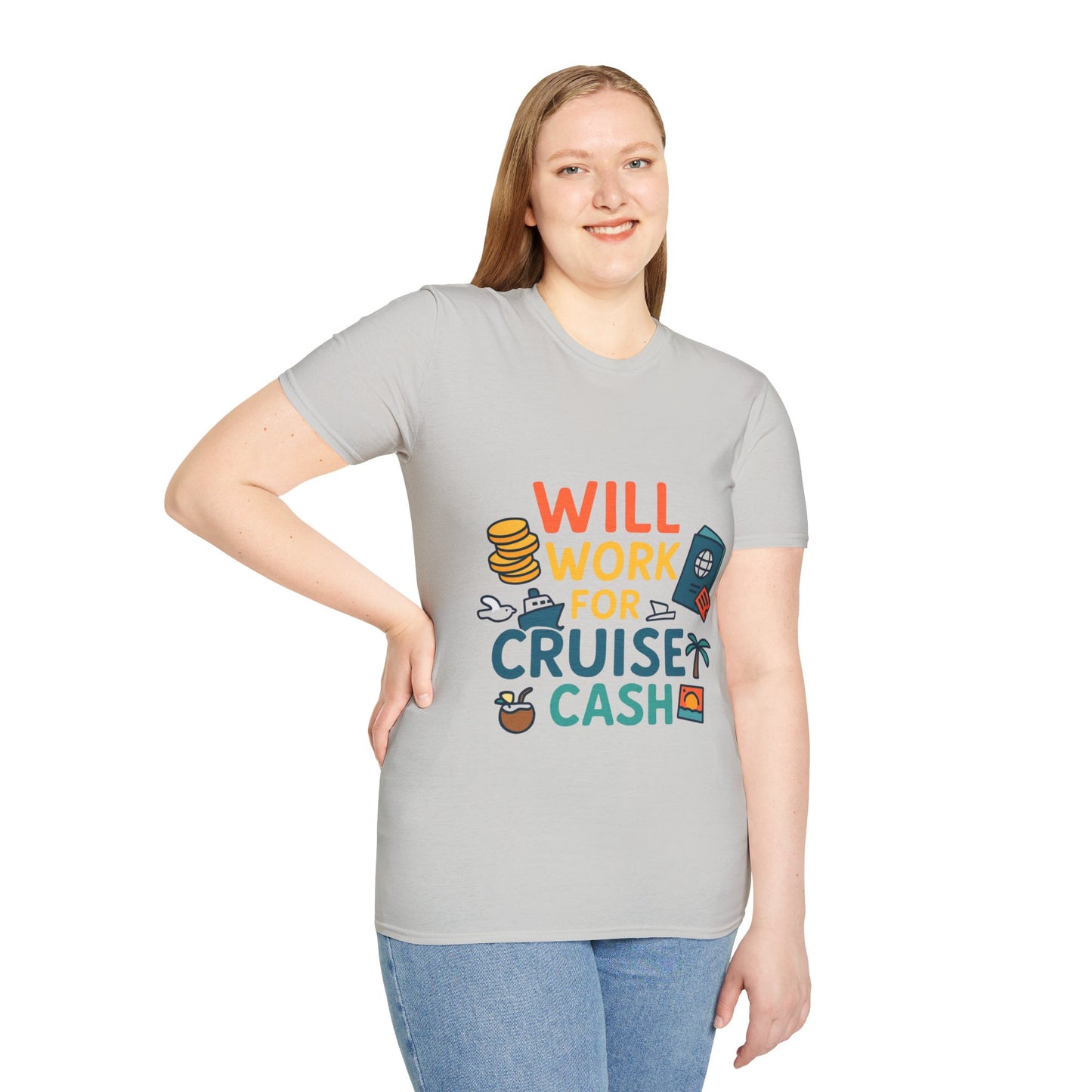 Will Work for Cruise Cash T-Shirt | Funny Cruise Shirt for Vacation Lovers