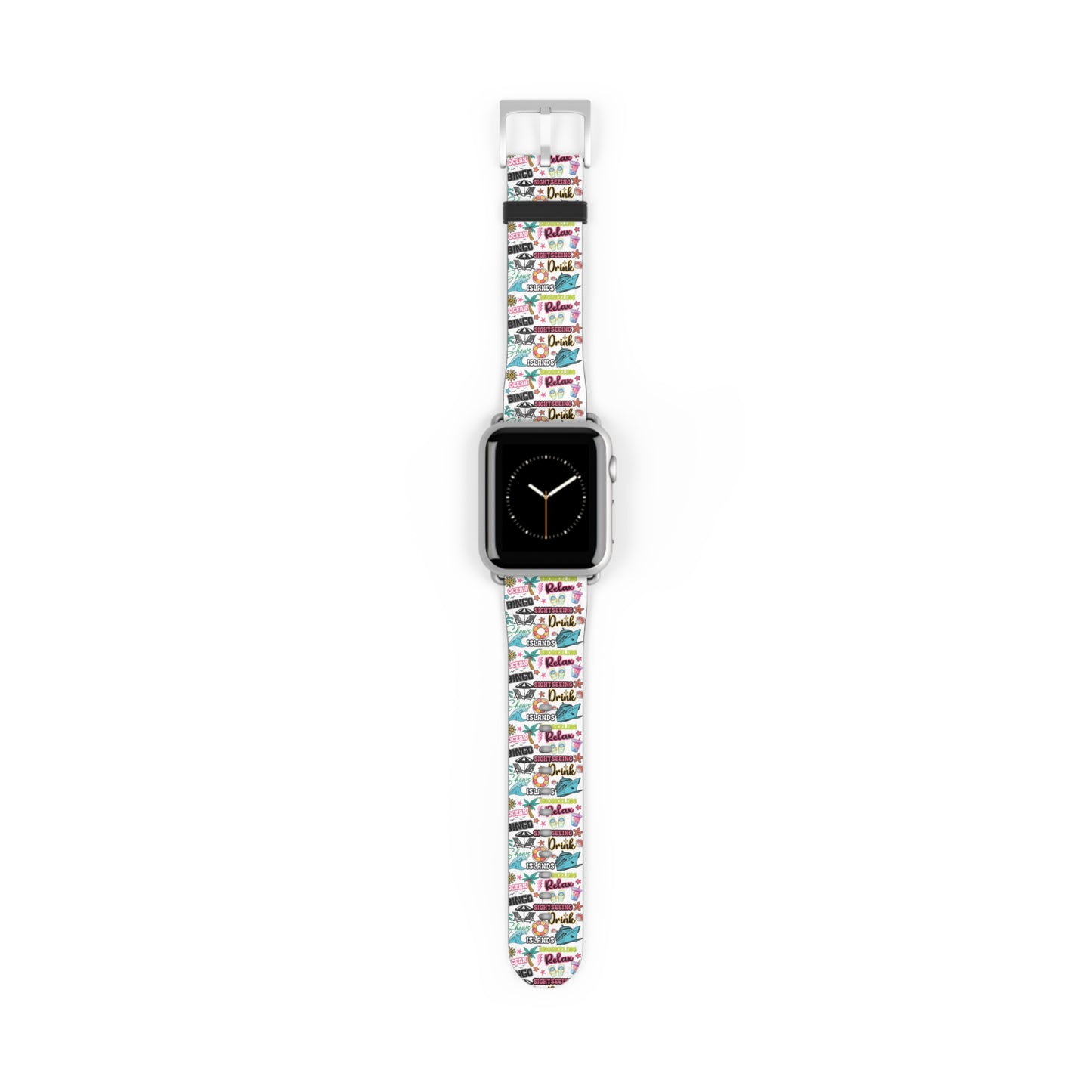 Vacation Icons Tropical Watch Band – Summer Cruise Vibes, Fun Apple Watch Strap for Ocean Lovers