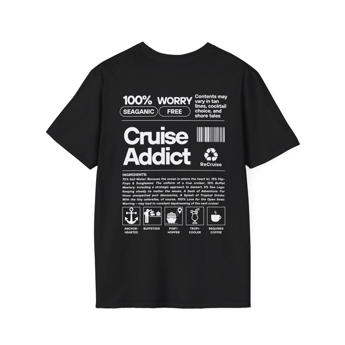 Cruise Addict Softstyle T-Shirt – 100% Ring-Spun Cotton, Lightweight Comfort, DTG Front & Back Print