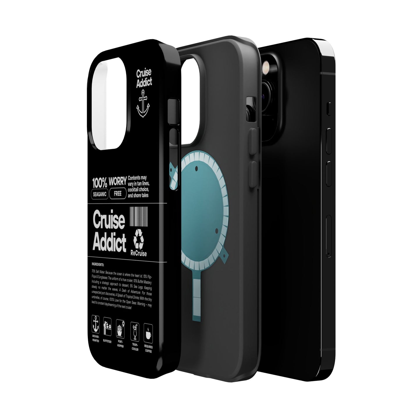 Cruise Addict Magnetic MagSafe® Tough Phone Case – Black Cover for Travelers & Cruise Lovers