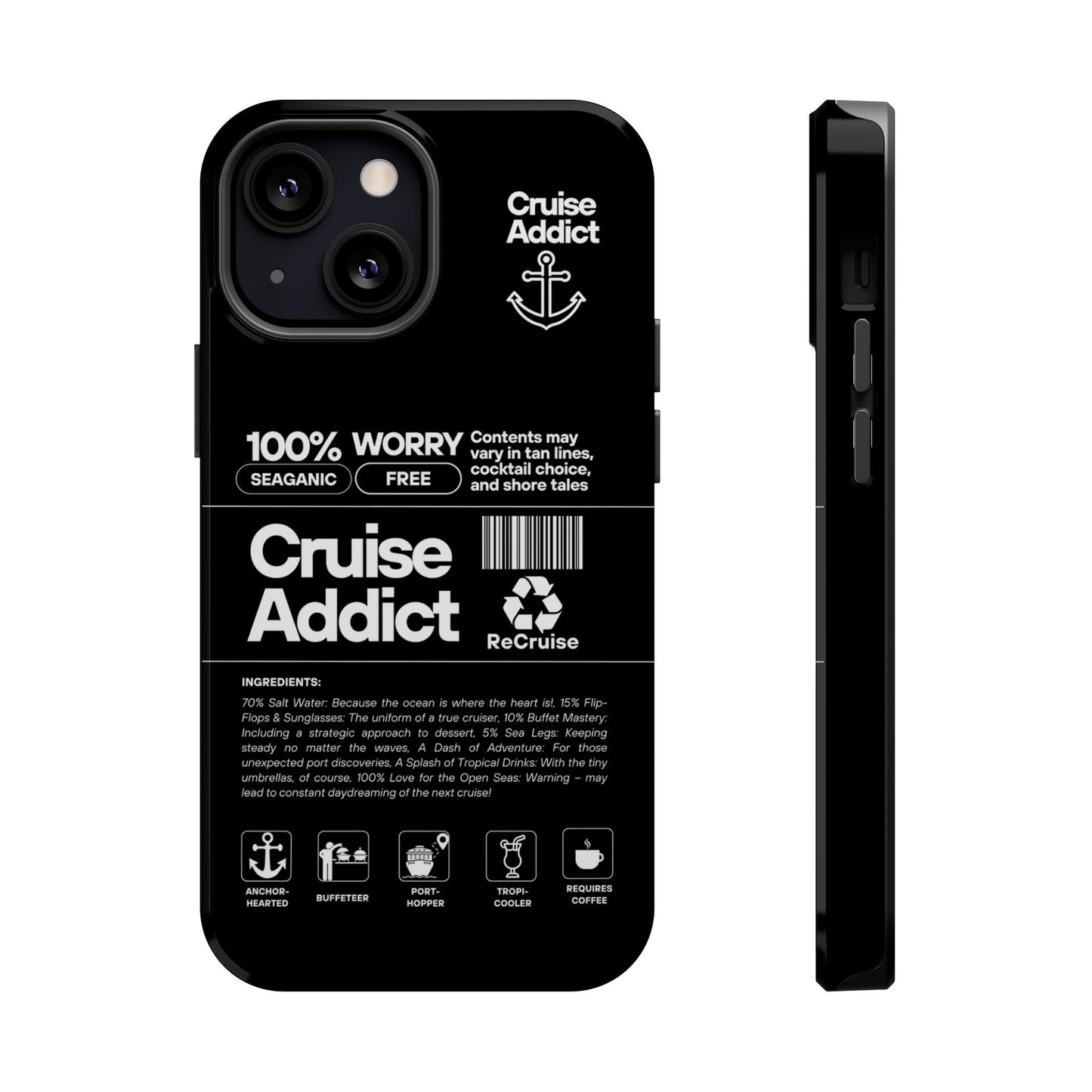 Cruise Addict Magnetic MagSafe® Tough Phone Case – Black Cover for Travelers & Cruise Lovers