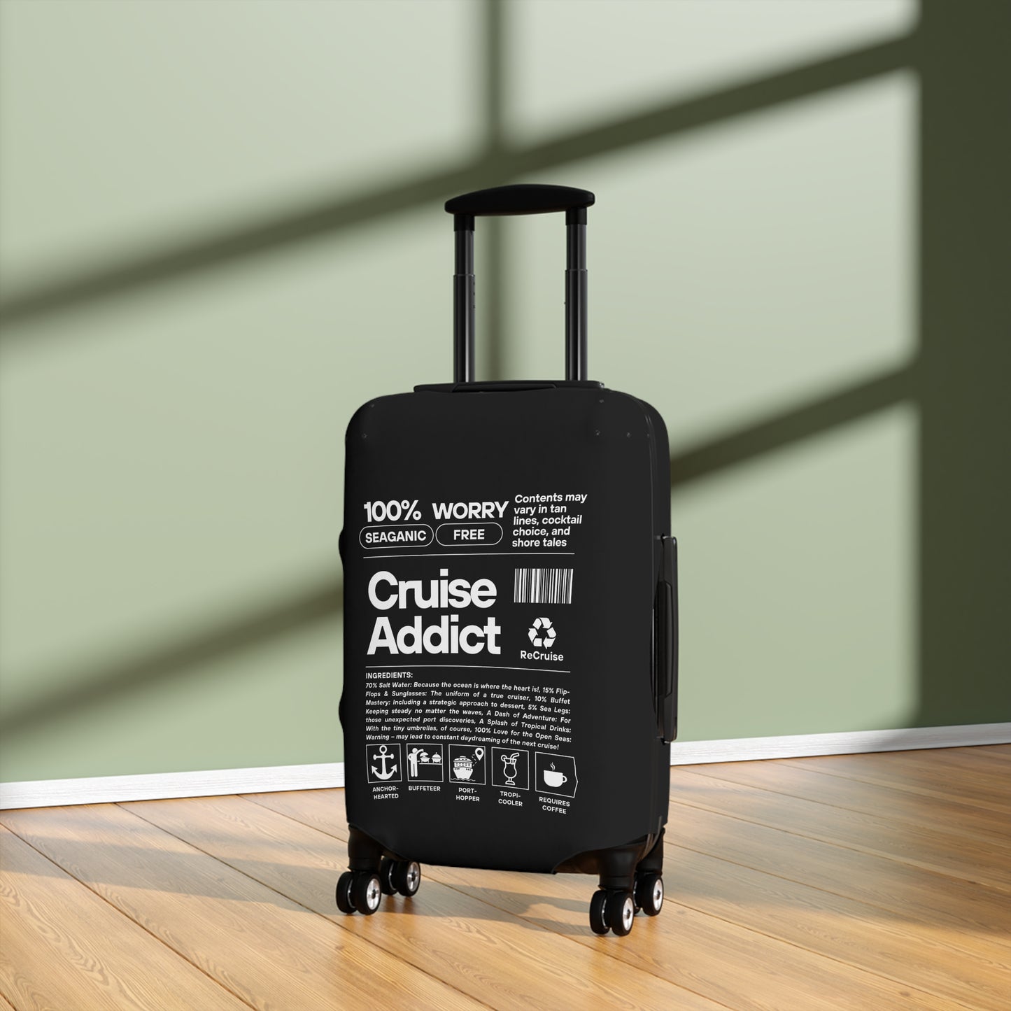 Cruise Addict Luggage Cover - Multiple Sizes, Easy Handle Access, Durable Zipper