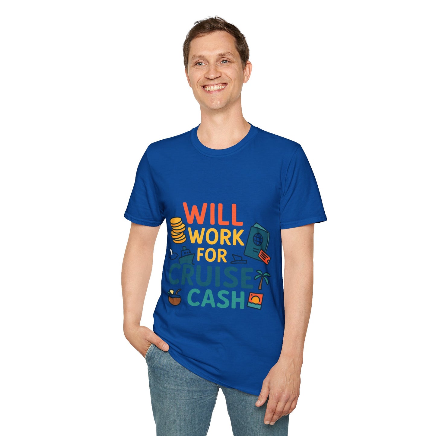Will Work for Cruise Cash T-Shirt | Funny Cruise Shirt for Vacation Lovers