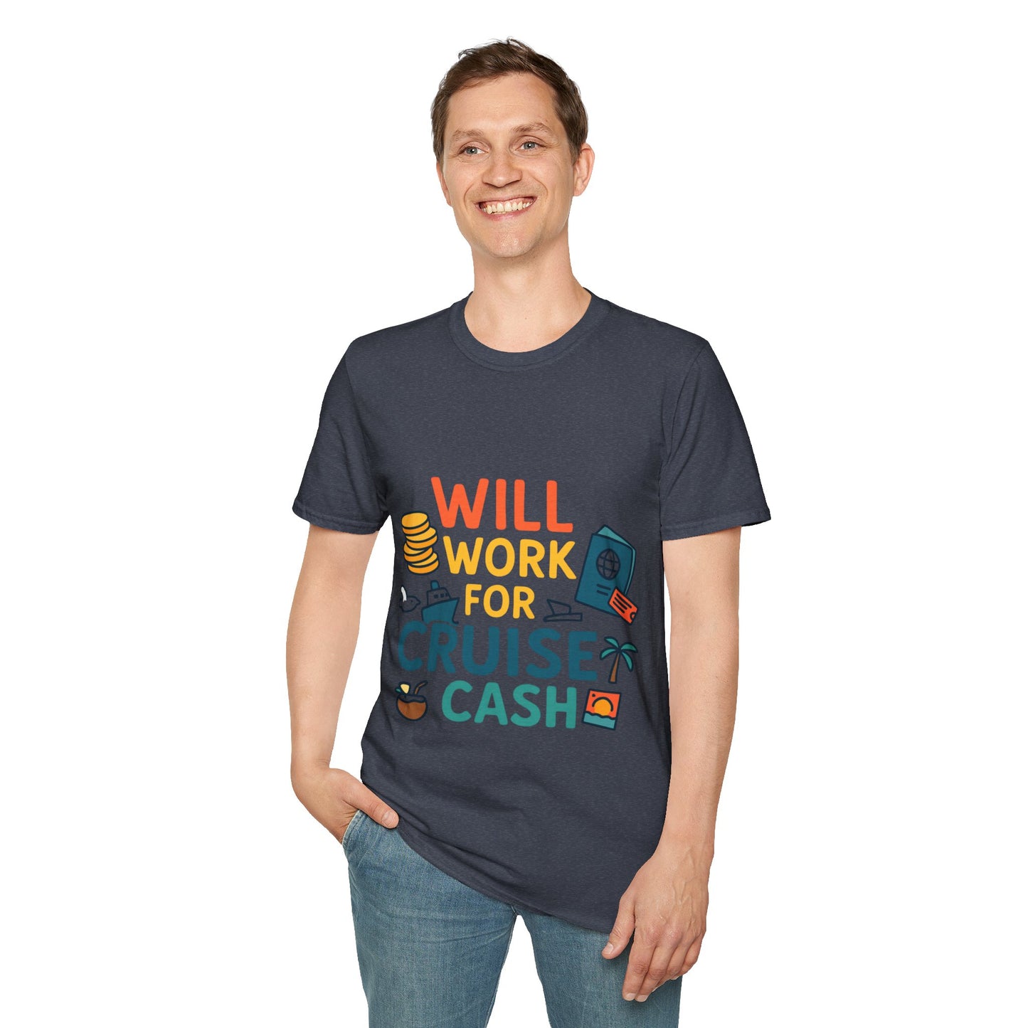 Will Work for Cruise Cash T-Shirt | Funny Cruise Shirt for Vacation Lovers