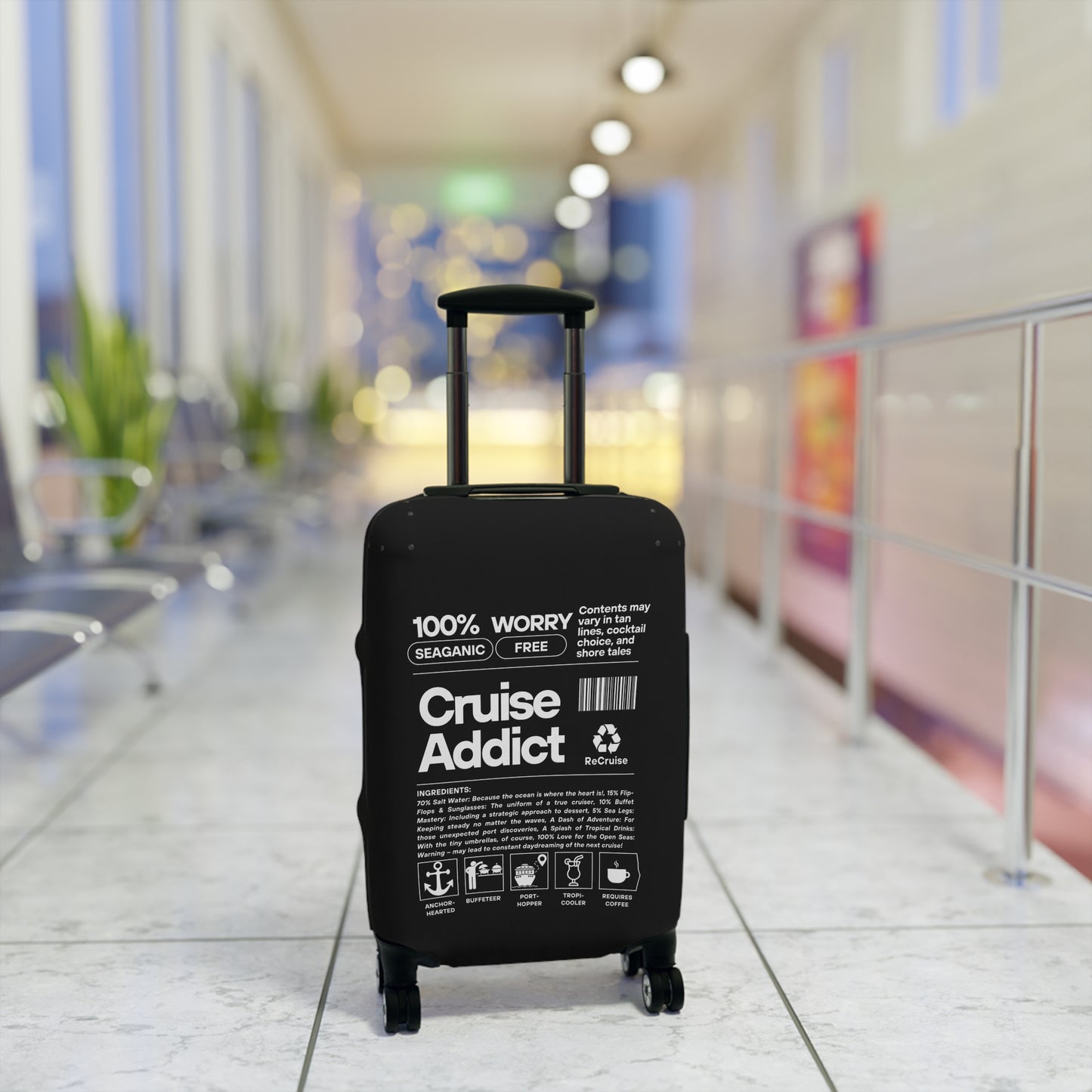 Cruise Addict Luggage Cover - Multiple Sizes, Easy Handle Access, Durable Zipper