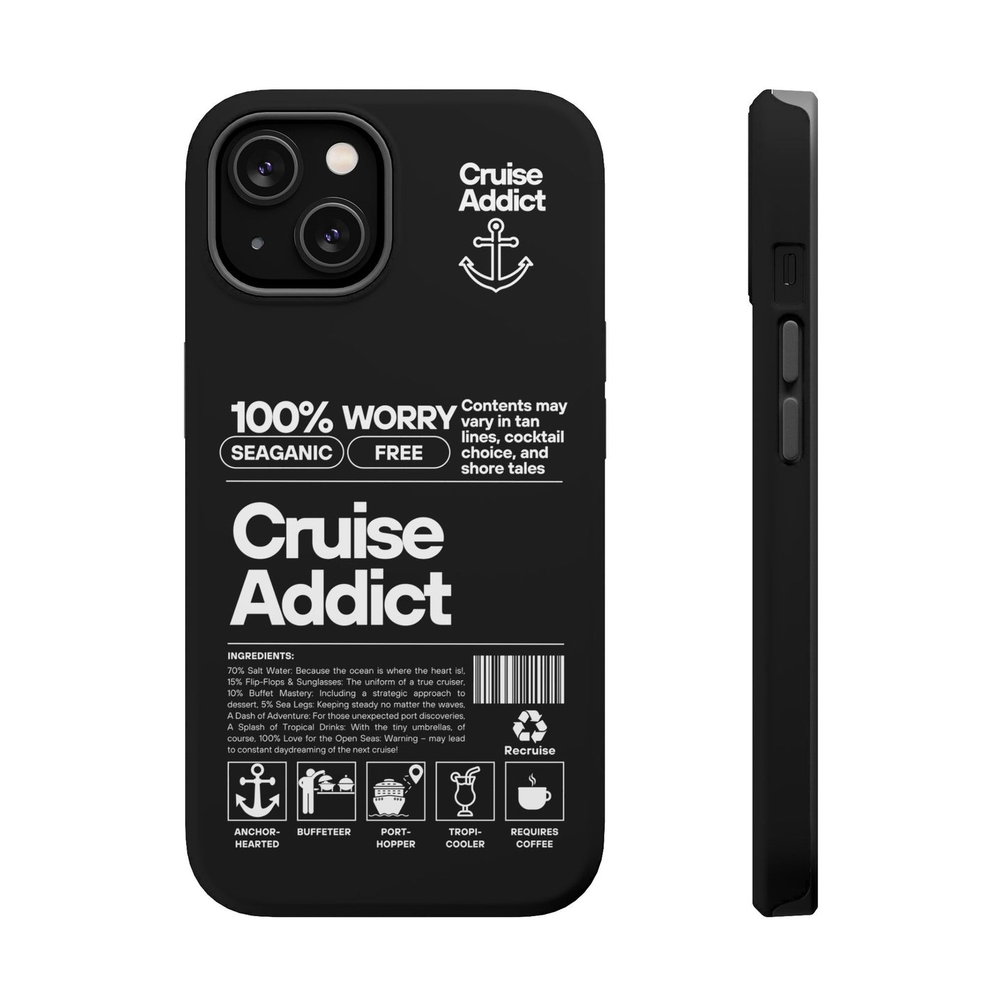 Cruise Addict Magnetic MagSafe® Tough Phone Case – Black Cover for Travelers & Cruise Lovers