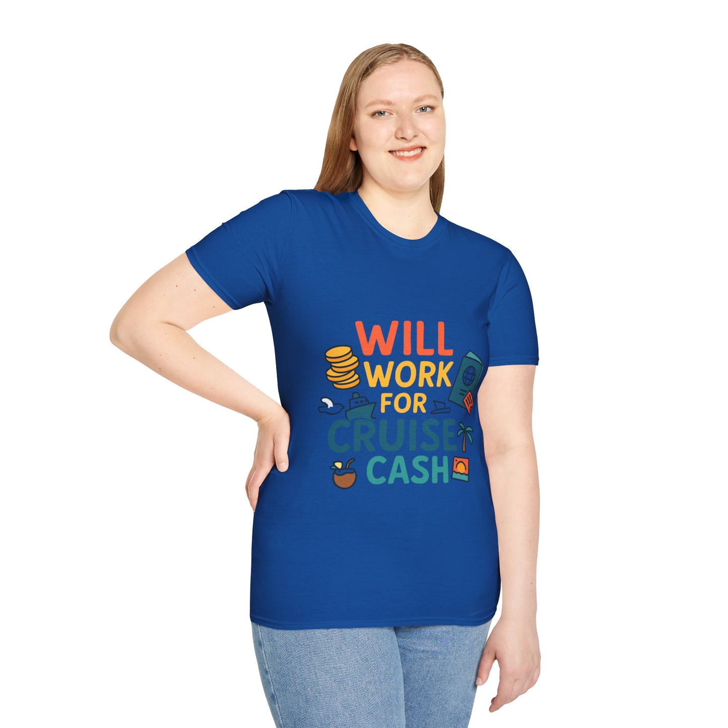 Will Work for Cruise Cash T-Shirt | Funny Cruise Shirt for Vacation Lovers