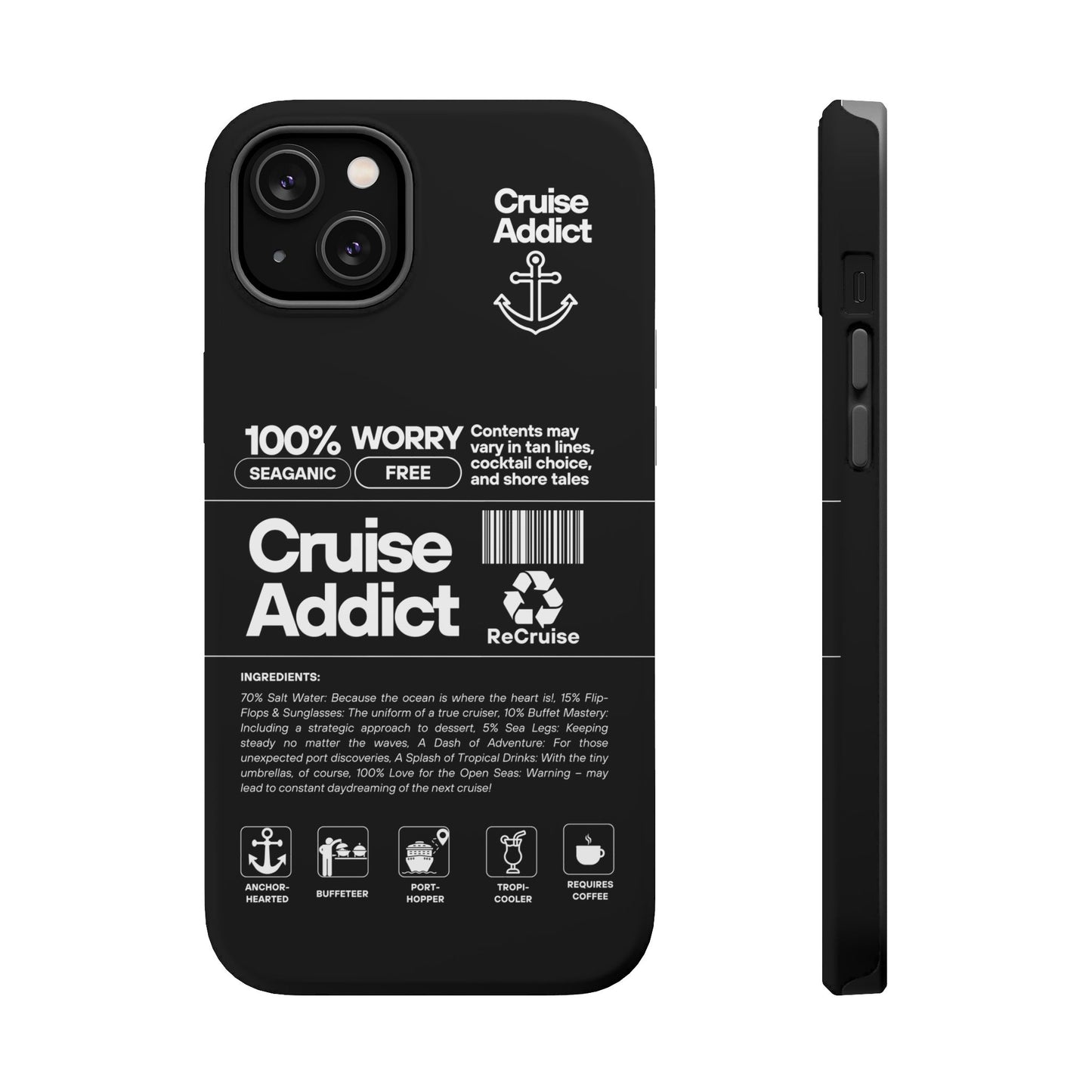 Cruise Addict Magnetic MagSafe® Tough Phone Case – Black Cover for Travelers & Cruise Lovers