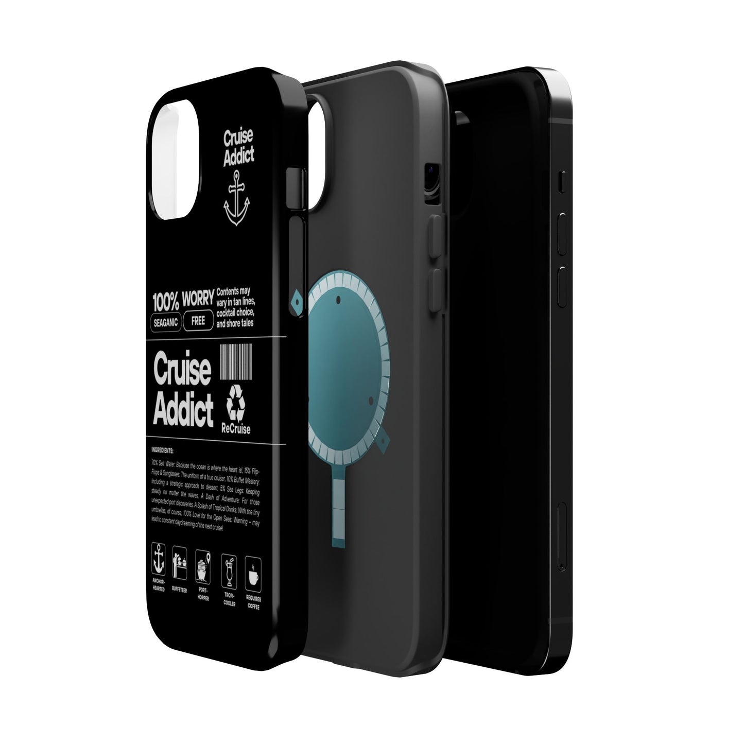 Cruise Addict Magnetic MagSafe® Tough Phone Case – Black Cover for Travelers & Cruise Lovers