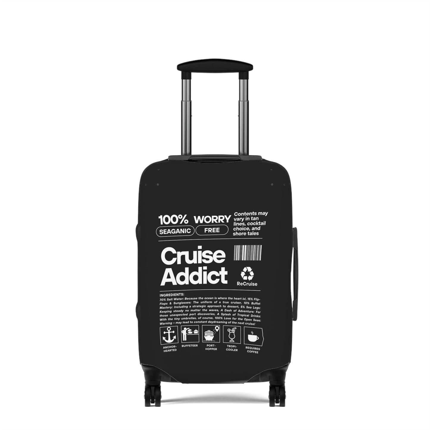 Cruise Addict Luggage Cover - Multiple Sizes, Easy Handle Access, Durable Zipper