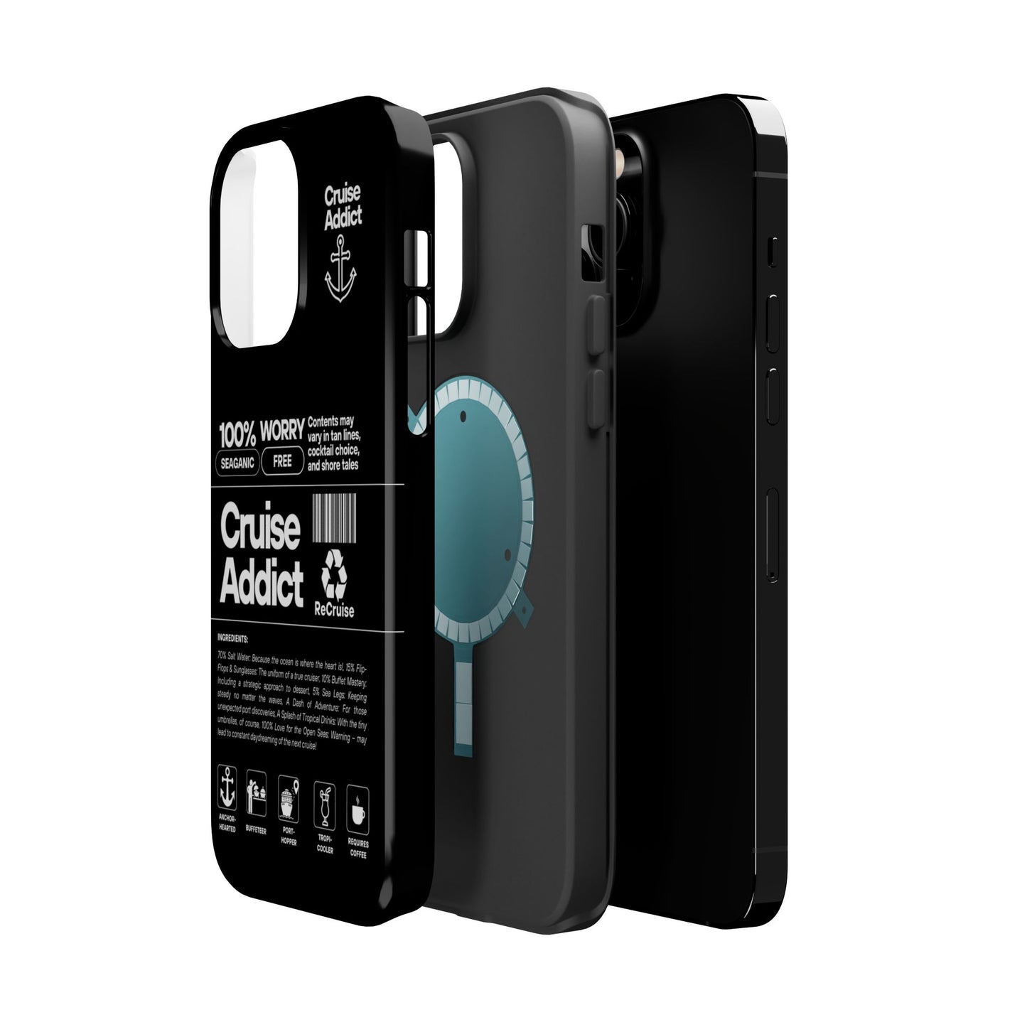 Cruise Addict Magnetic MagSafe® Tough Phone Case – Black Cover for Travelers & Cruise Lovers