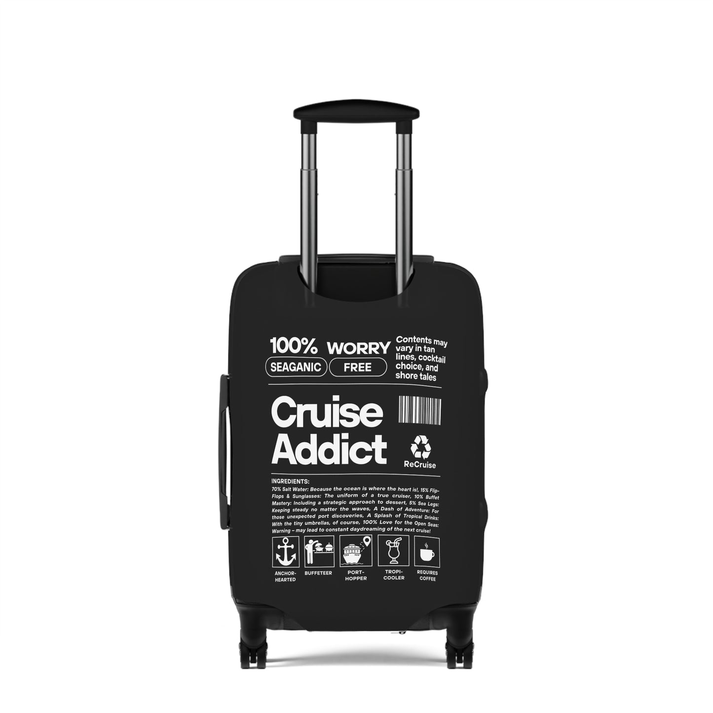 Cruise Addict Luggage Cover - Multiple Sizes, Easy Handle Access, Durable Zipper