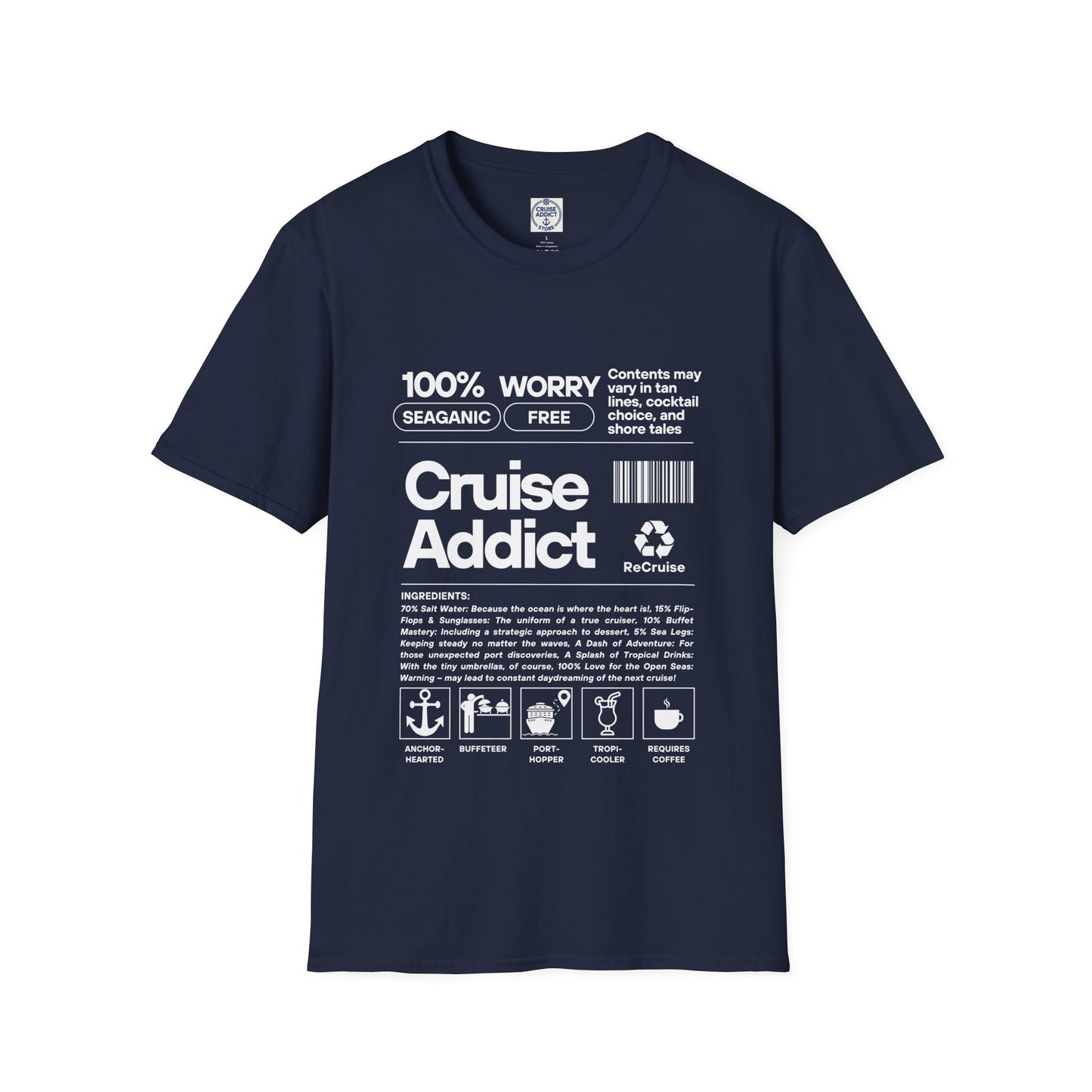 Cruise Addict Softstyle T-Shirt – 100% Ring-Spun Cotton, Lightweight Comfort, DTG Front Print