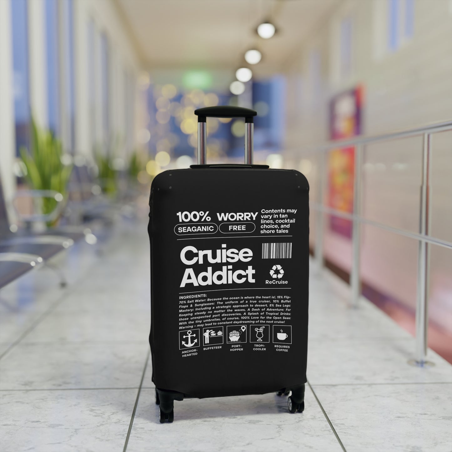 Cruise Addict Luggage Cover - Multiple Sizes, Easy Handle Access, Durable Zipper