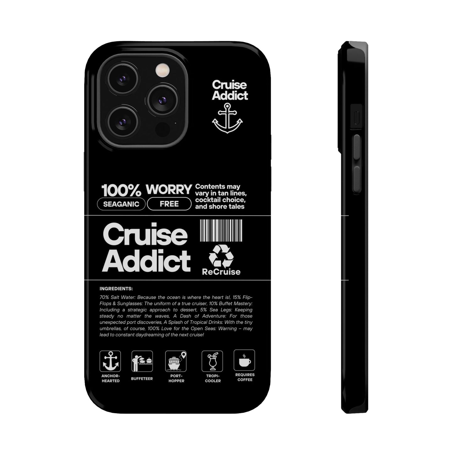 Cruise Addict Magnetic MagSafe® Tough Phone Case – Black Cover for Travelers & Cruise Lovers
