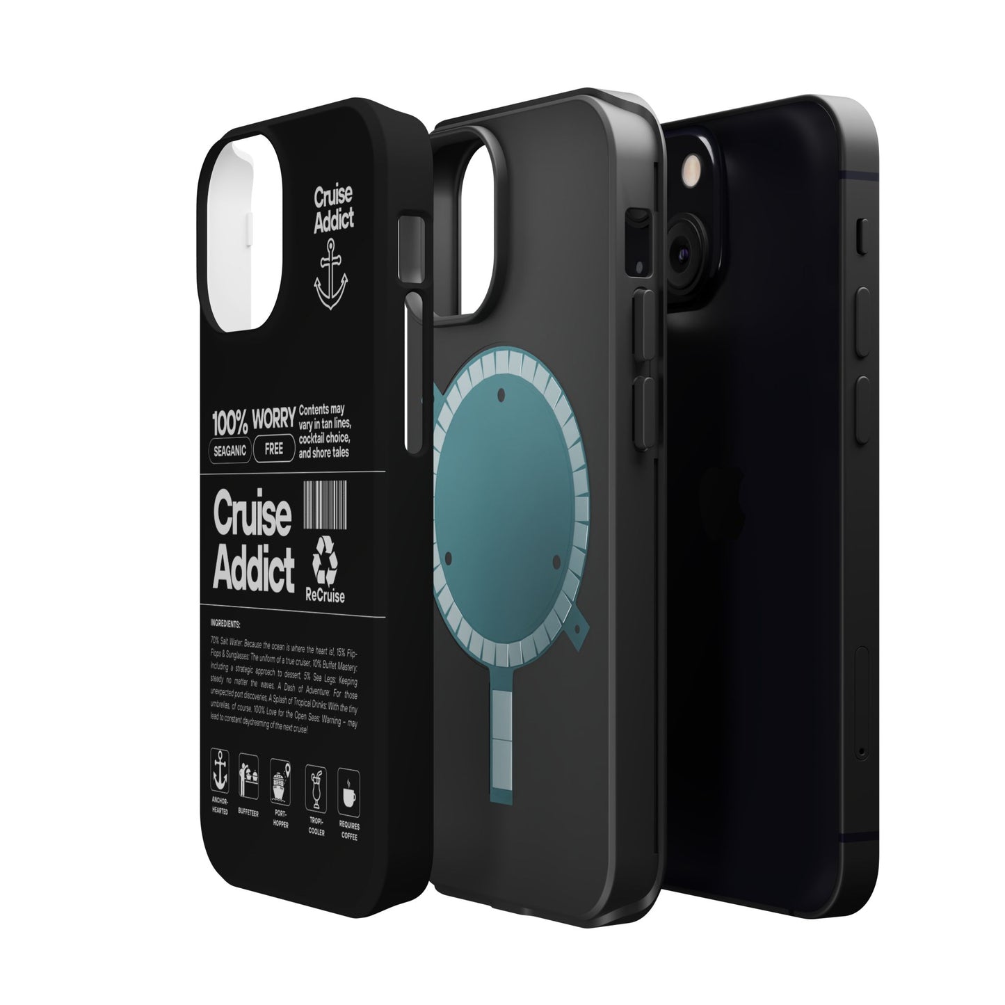 Cruise Addict Magnetic MagSafe® Tough Phone Case – Black Cover for Travelers & Cruise Lovers