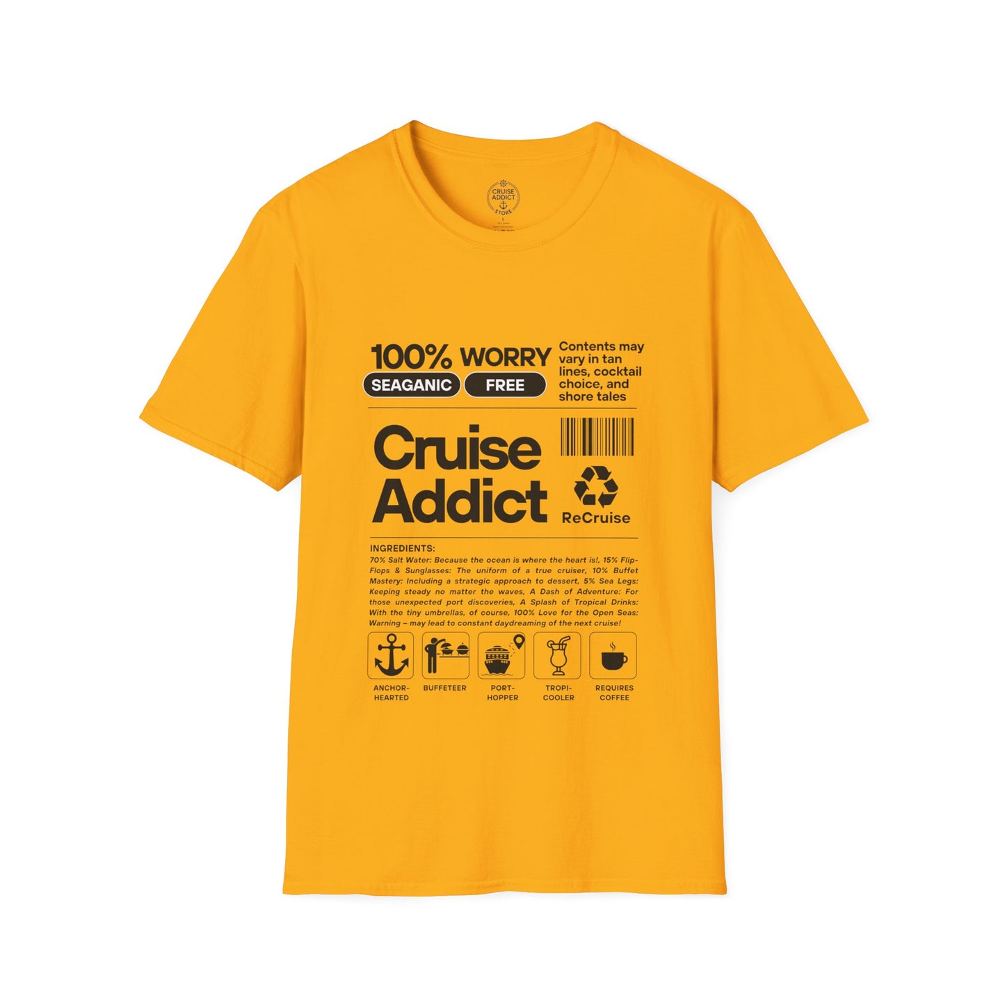 Cruise Addict Softstyle T-Shirt – 100% Ring-Spun Cotton, Lightweight Comfort, DTG Front Print