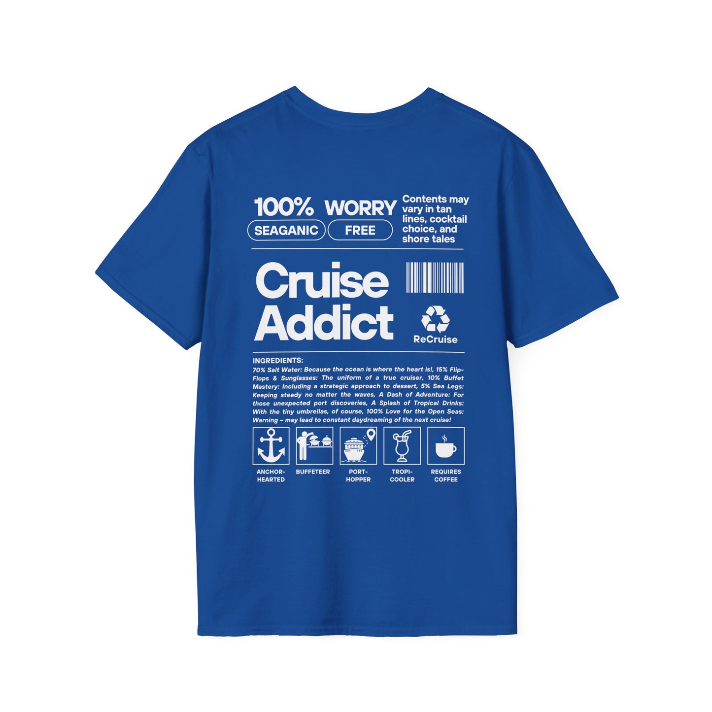 Cruise Addict Softstyle T-Shirt – 100% Ring-Spun Cotton, Lightweight Comfort, DTG Front & Back Print