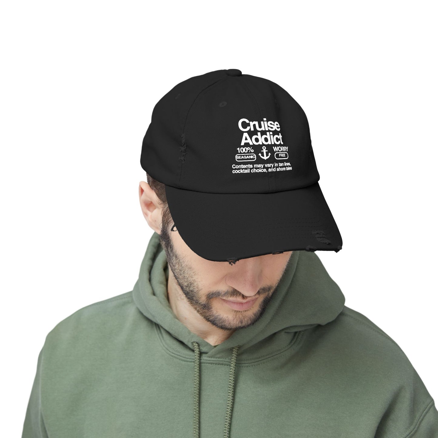 Cruise Addict Distressed Hat – 100% Sea-Going, Worry-Free Vibes