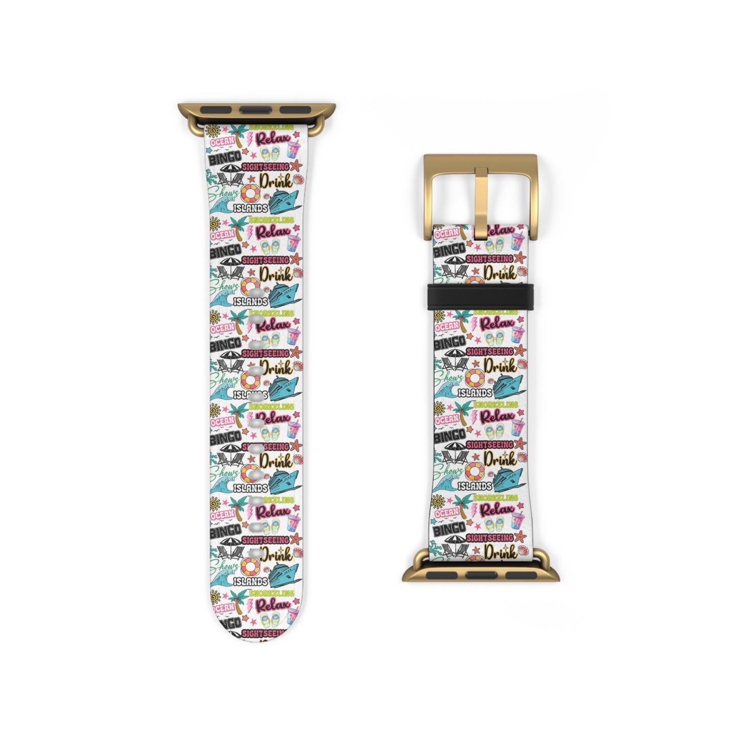 Vacation Icons Tropical Watch Band – Summer Cruise Vibes, Fun Apple Watch Strap for Ocean Lovers