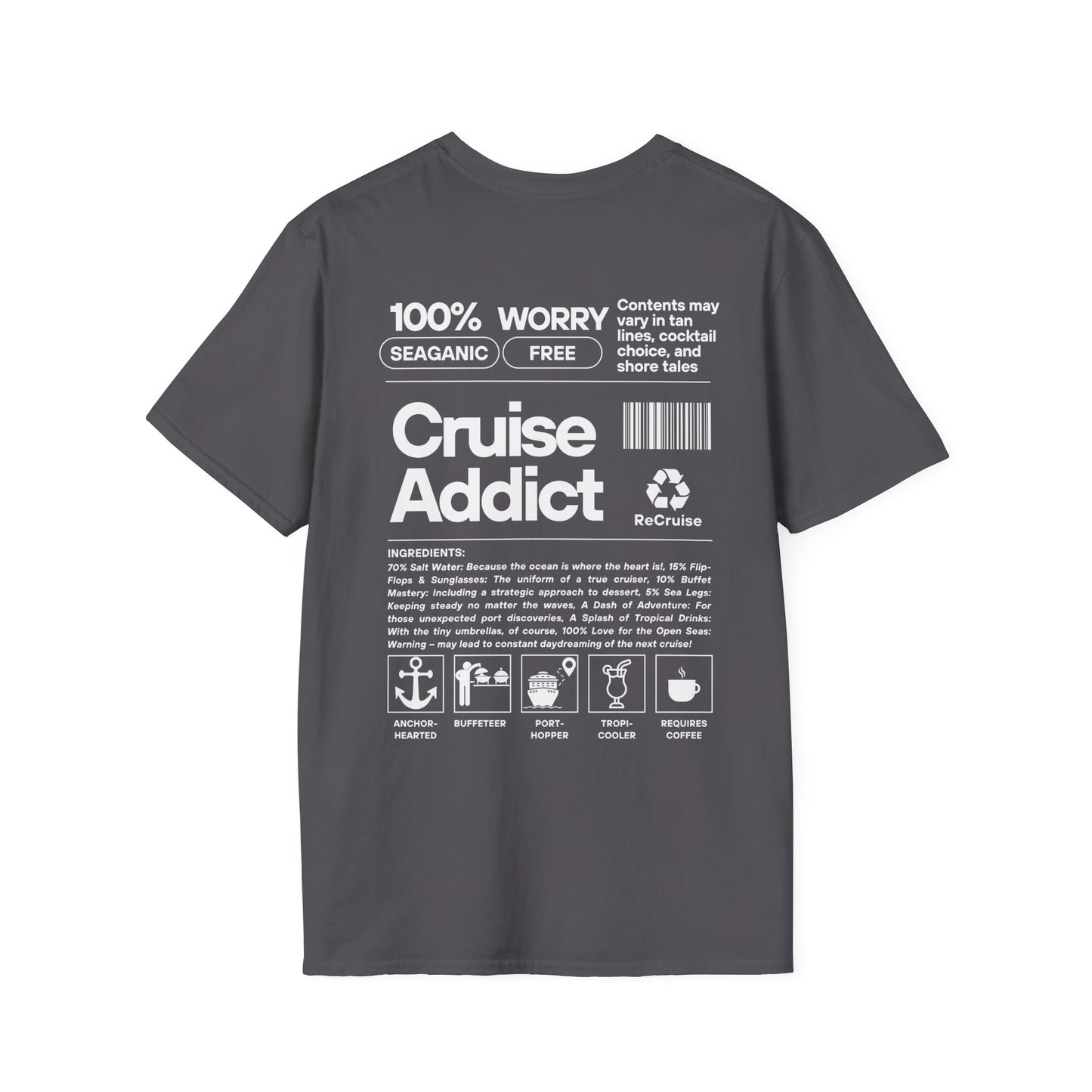 Cruise Addict Softstyle T-Shirt – 100% Ring-Spun Cotton, Lightweight Comfort, DTG Front & Back Print