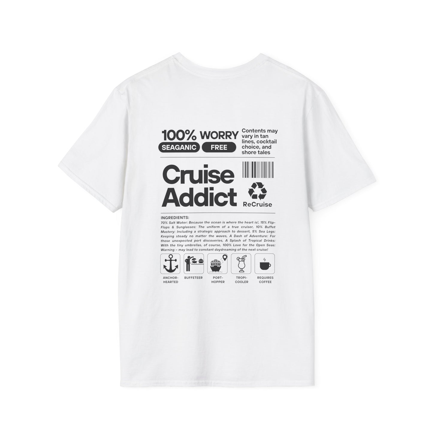 Cruise Addict Softstyle T-Shirt – 100% Ring-Spun Cotton, Lightweight Comfort, DTG Front & Back Print