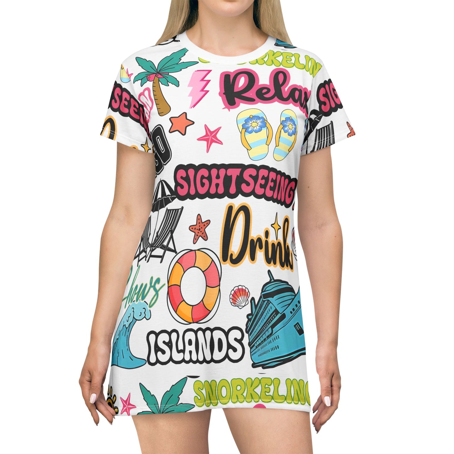 Tropical Vacation T-Shirt Dress