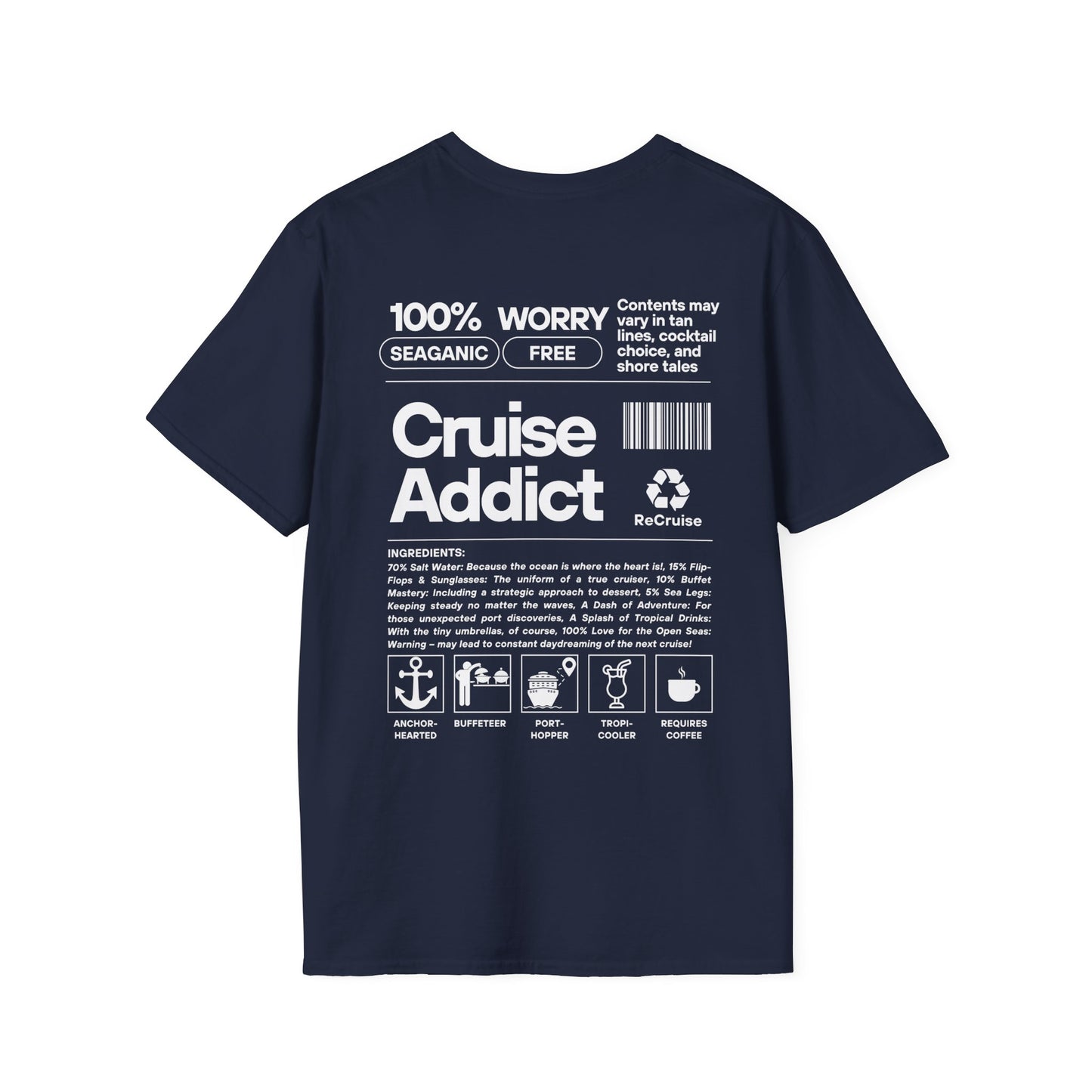 Cruise Addict Softstyle T-Shirt – 100% Ring-Spun Cotton, Lightweight Comfort, DTG Front & Back Print