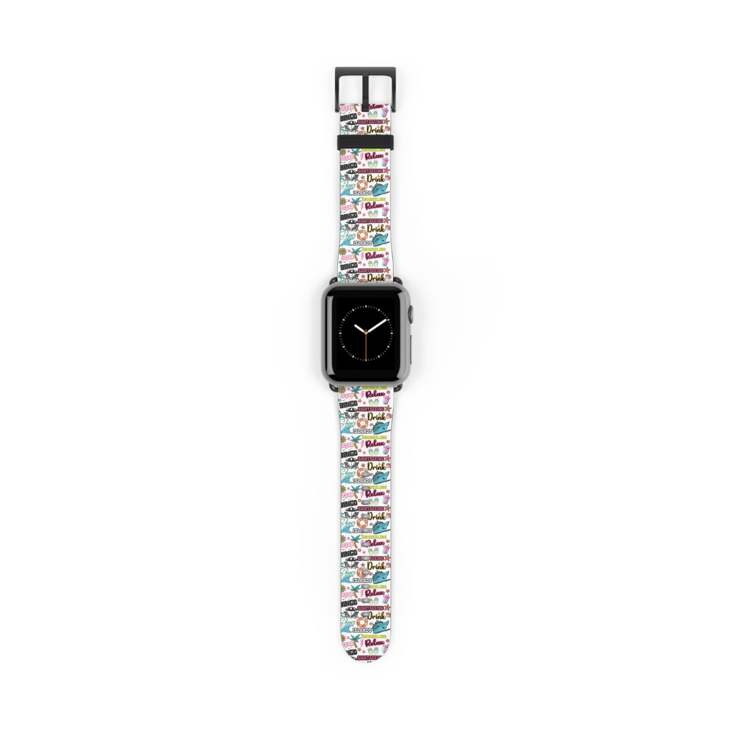 Vacation Icons Tropical Watch Band – Summer Cruise Vibes, Fun Apple Watch Strap for Ocean Lovers