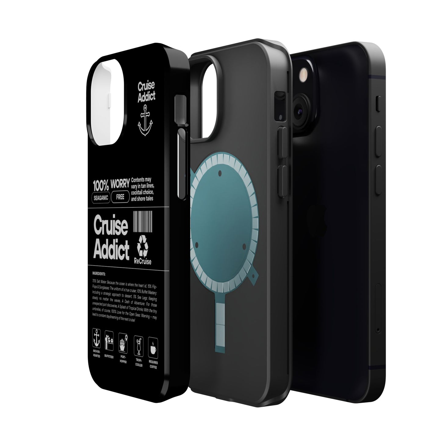 Cruise Addict Magnetic MagSafe® Tough Phone Case – Black Cover for Travelers & Cruise Lovers