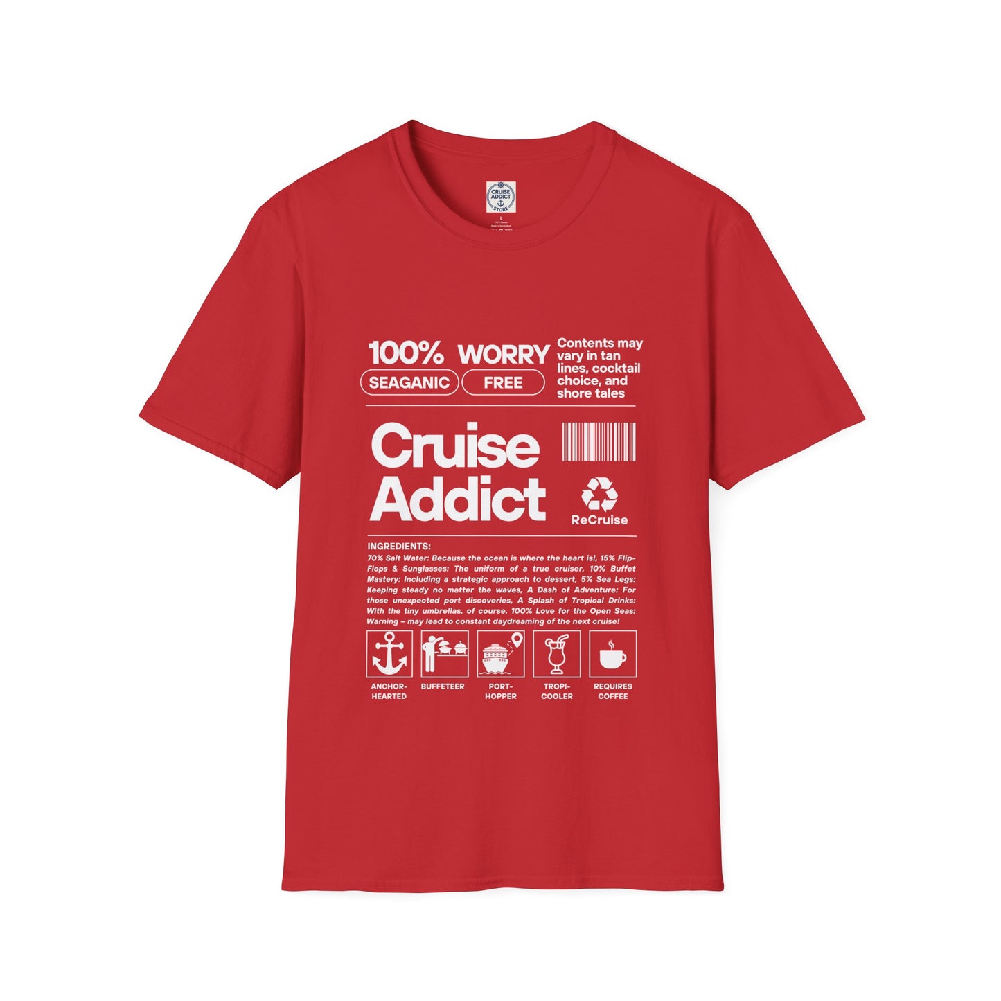 Cruise Addict Softstyle T-Shirt – 100% Ring-Spun Cotton, Lightweight Comfort, DTG Front Print