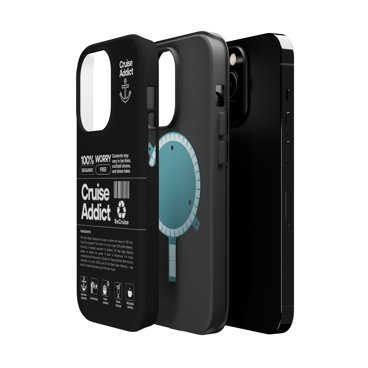 Cruise Addict Magnetic MagSafe® Tough Phone Case – Black Cover for Travelers & Cruise Lovers