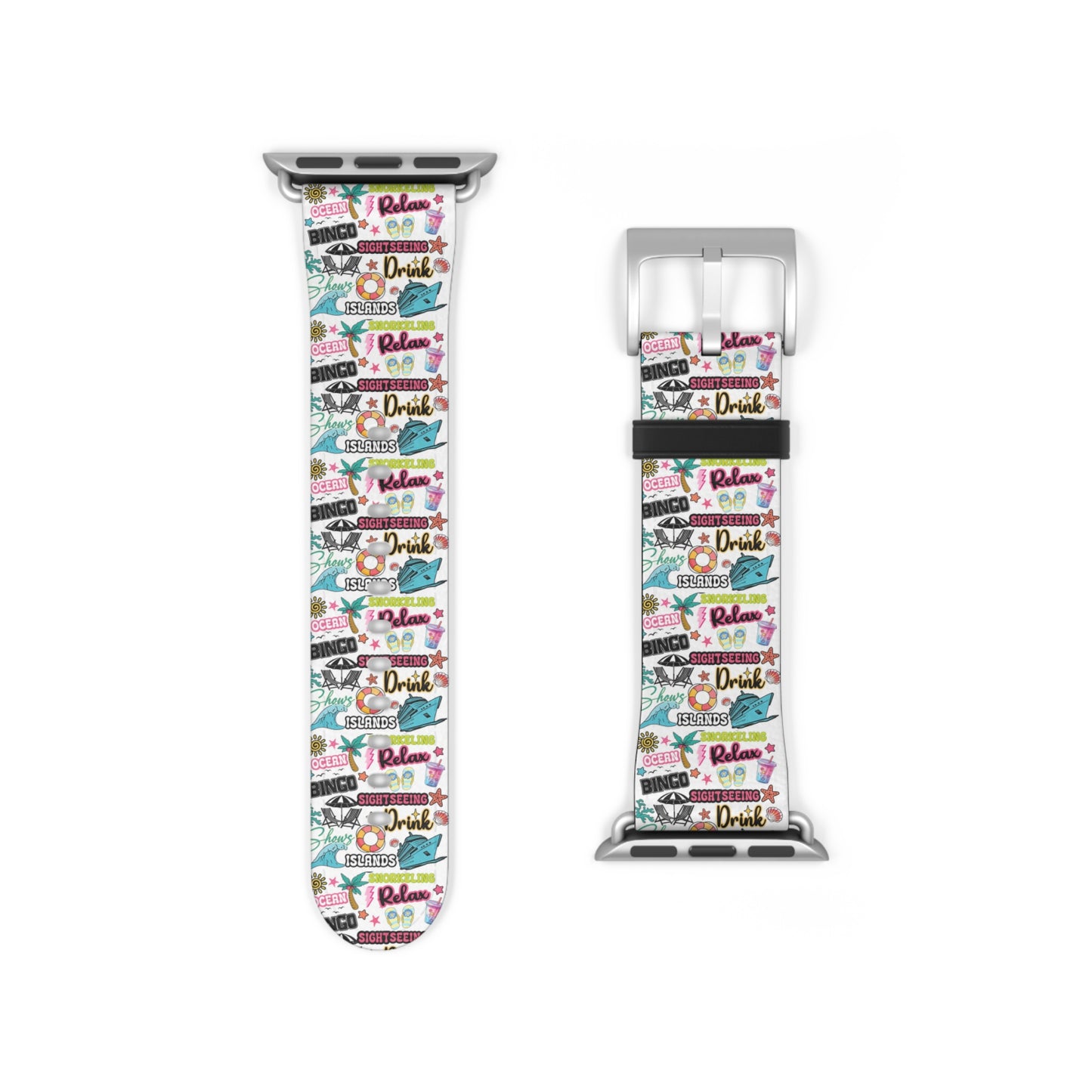 Vacation Icons Tropical Watch Band – Summer Cruise Vibes, Fun Apple Watch Strap for Ocean Lovers