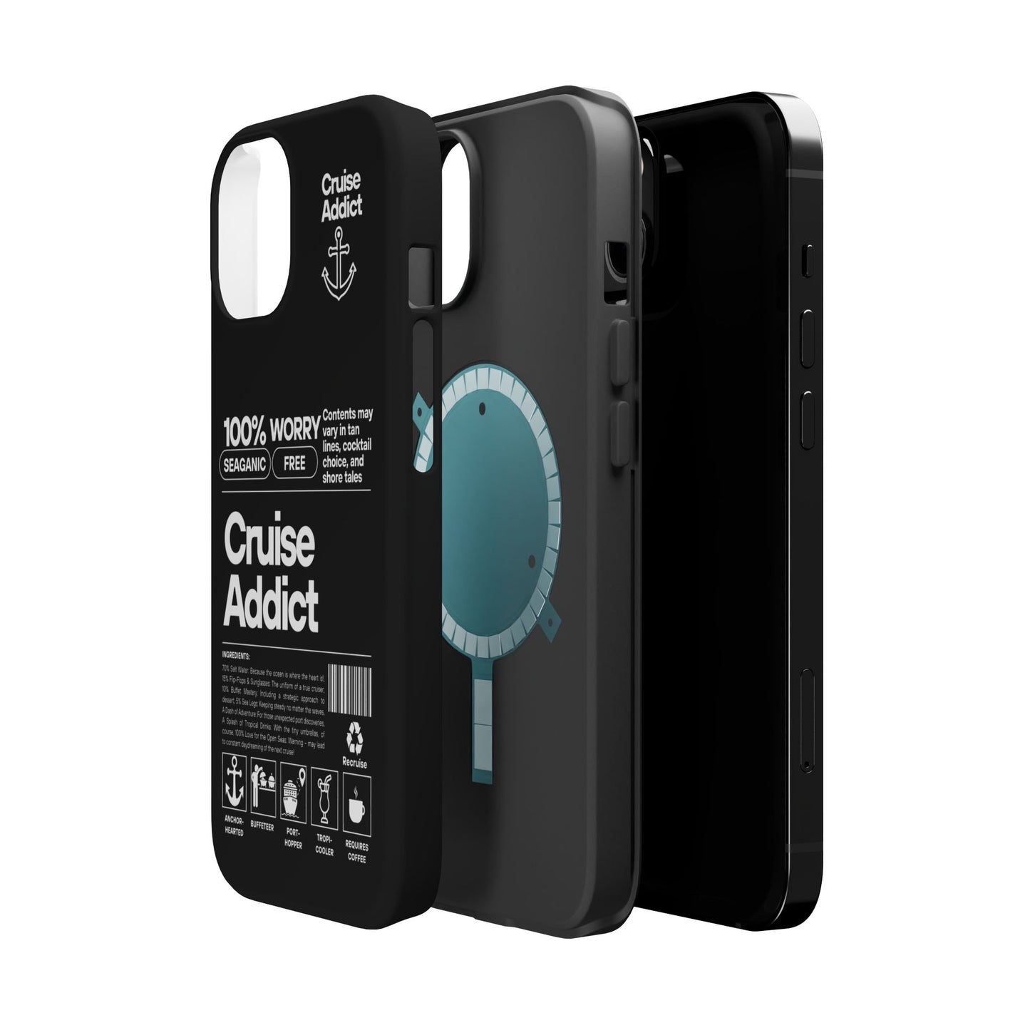Cruise Addict Magnetic MagSafe® Tough Phone Case – Black Cover for Travelers & Cruise Lovers