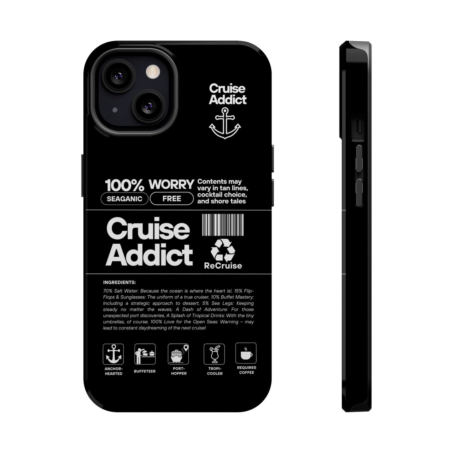 Cruise Addict Magnetic MagSafe® Tough Phone Case – Black Cover for Travelers & Cruise Lovers