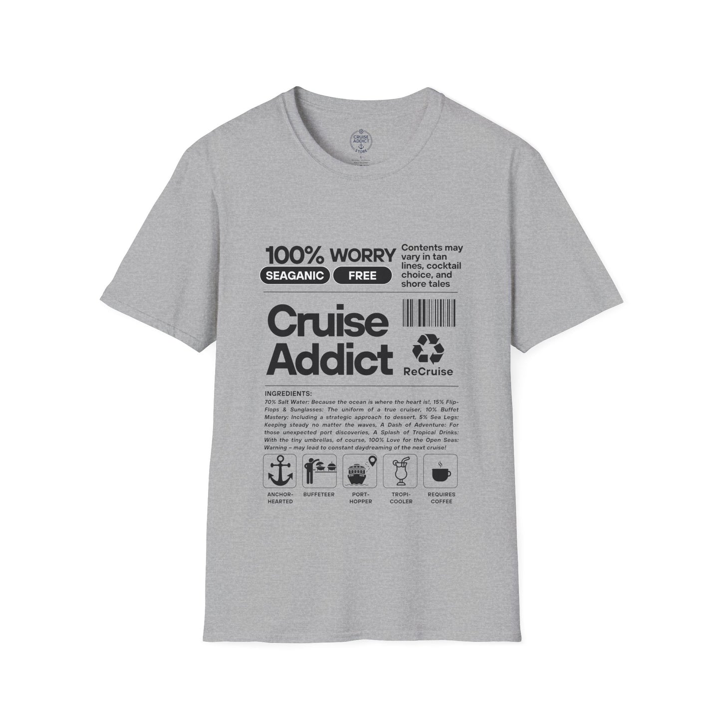 Cruise Addict Softstyle T-Shirt – 100% Ring-Spun Cotton, Lightweight Comfort, DTG Front Print