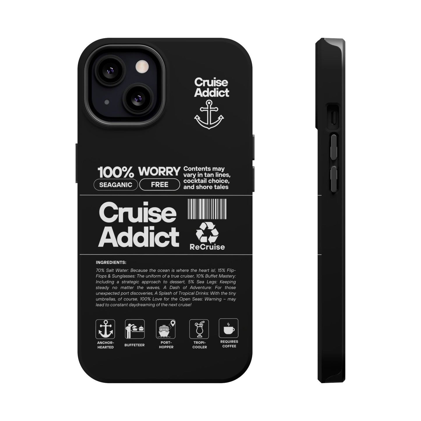 Cruise Addict Magnetic MagSafe® Tough Phone Case – Black Cover for Travelers & Cruise Lovers